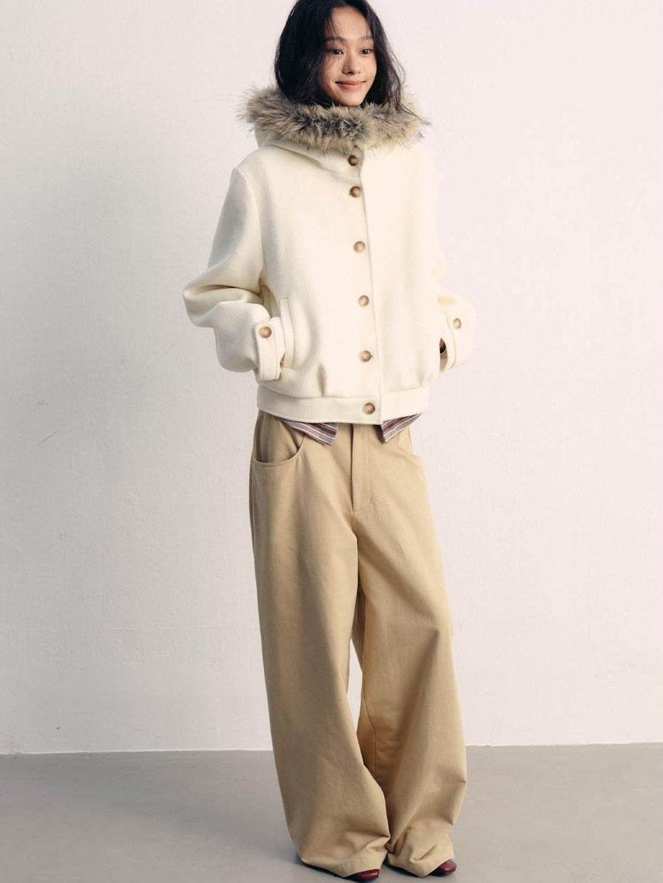 lvetong Thick Hooded Oversized Streetwear Athleisure Young Women White Cropped Jackets
