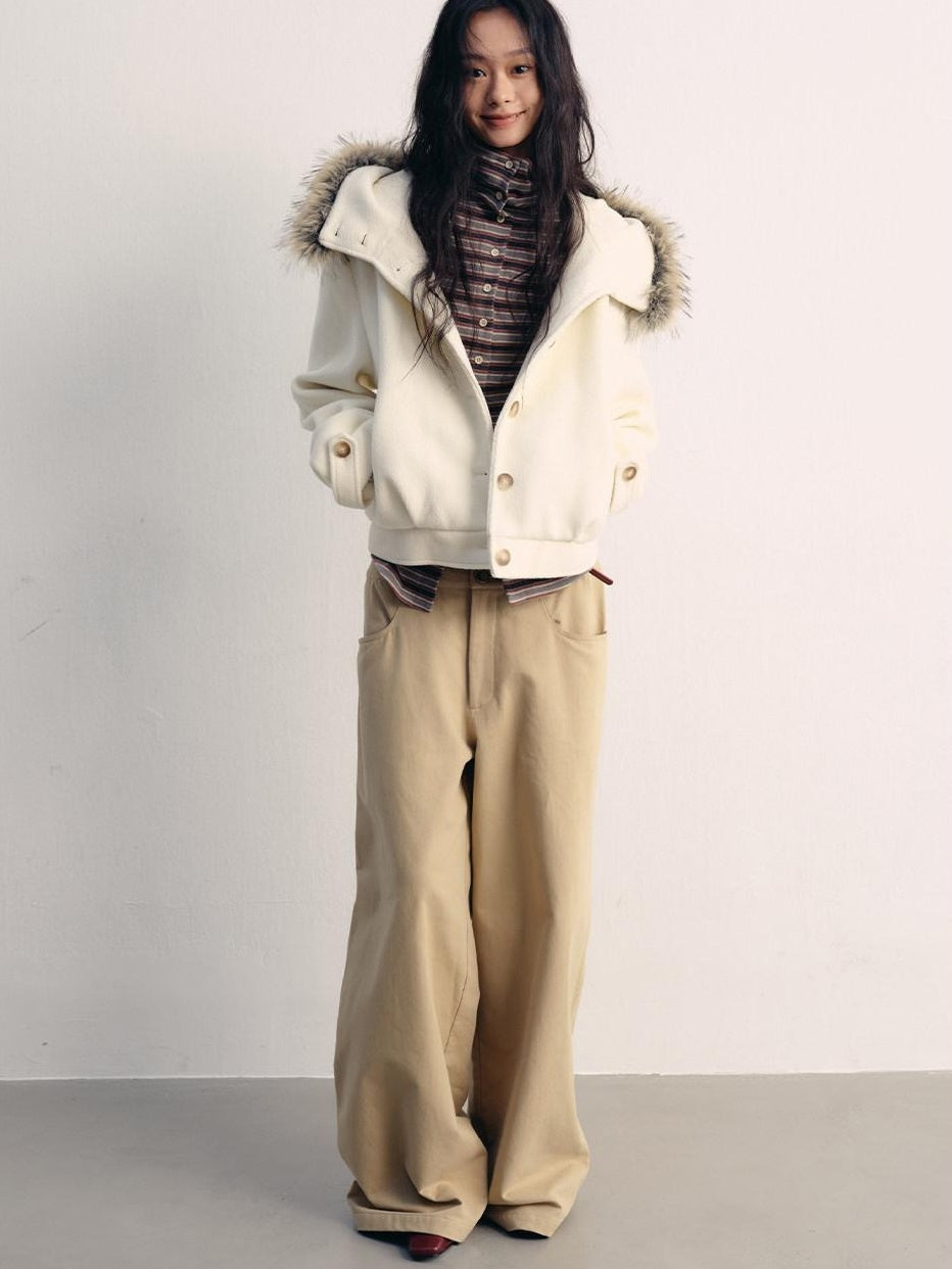 lvetong Thick Hooded Oversized Streetwear Athleisure Young Women White Cropped Jackets