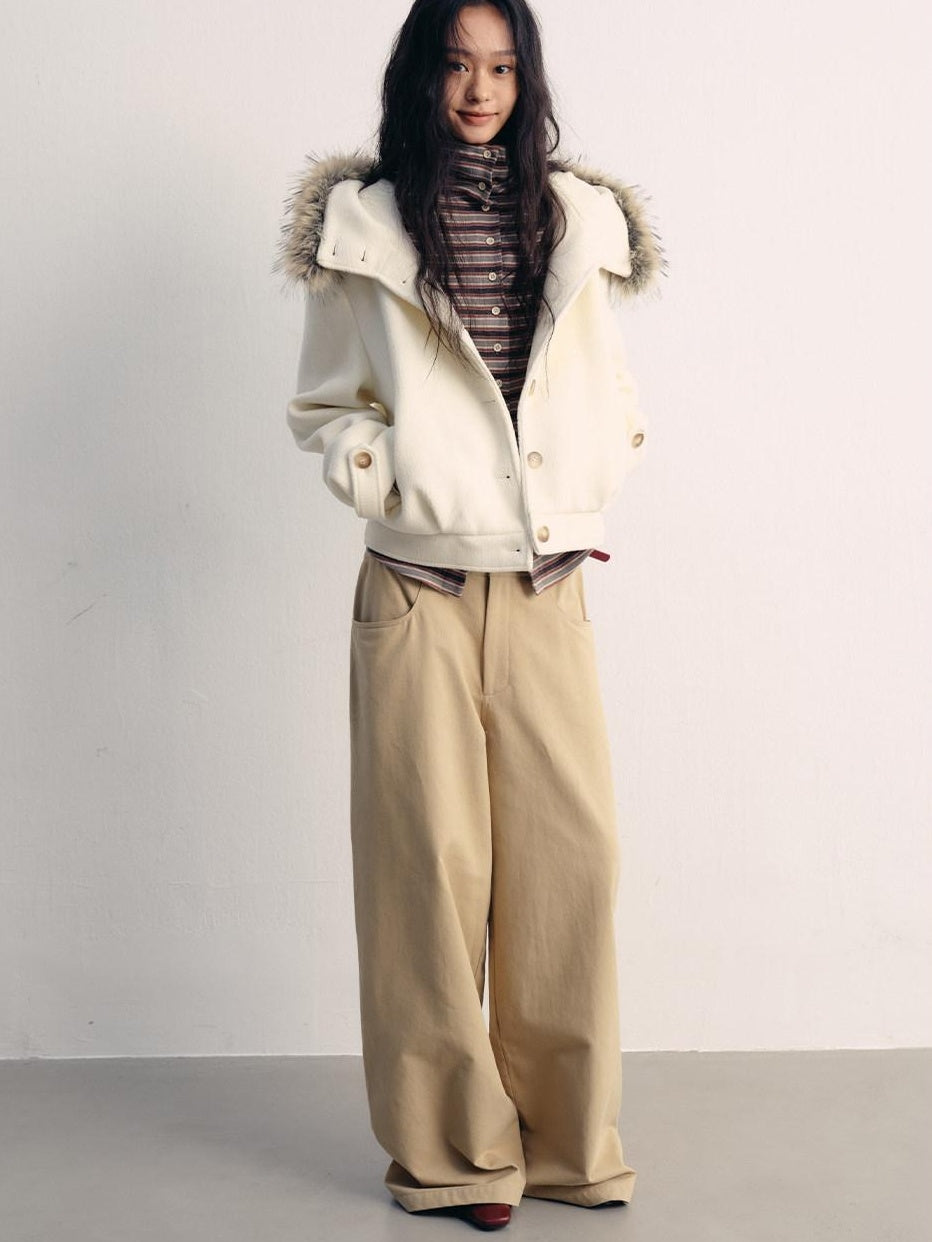 lvetong Thick Hooded Oversized Streetwear Athleisure Young Women White Cropped Jackets