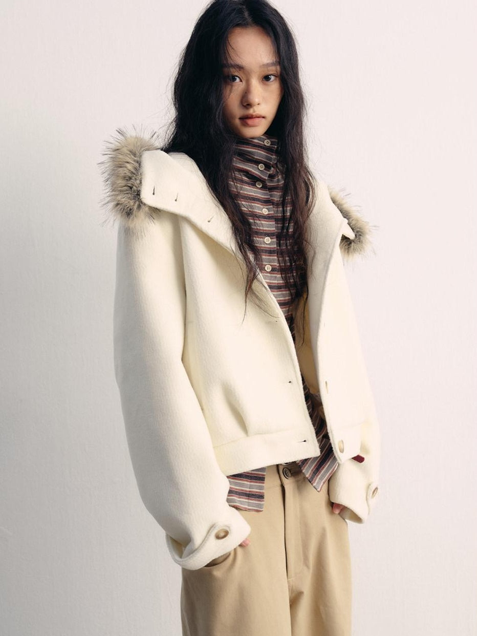 lvetong Thick Hooded Oversized Streetwear Athleisure Young Women White Cropped Jackets