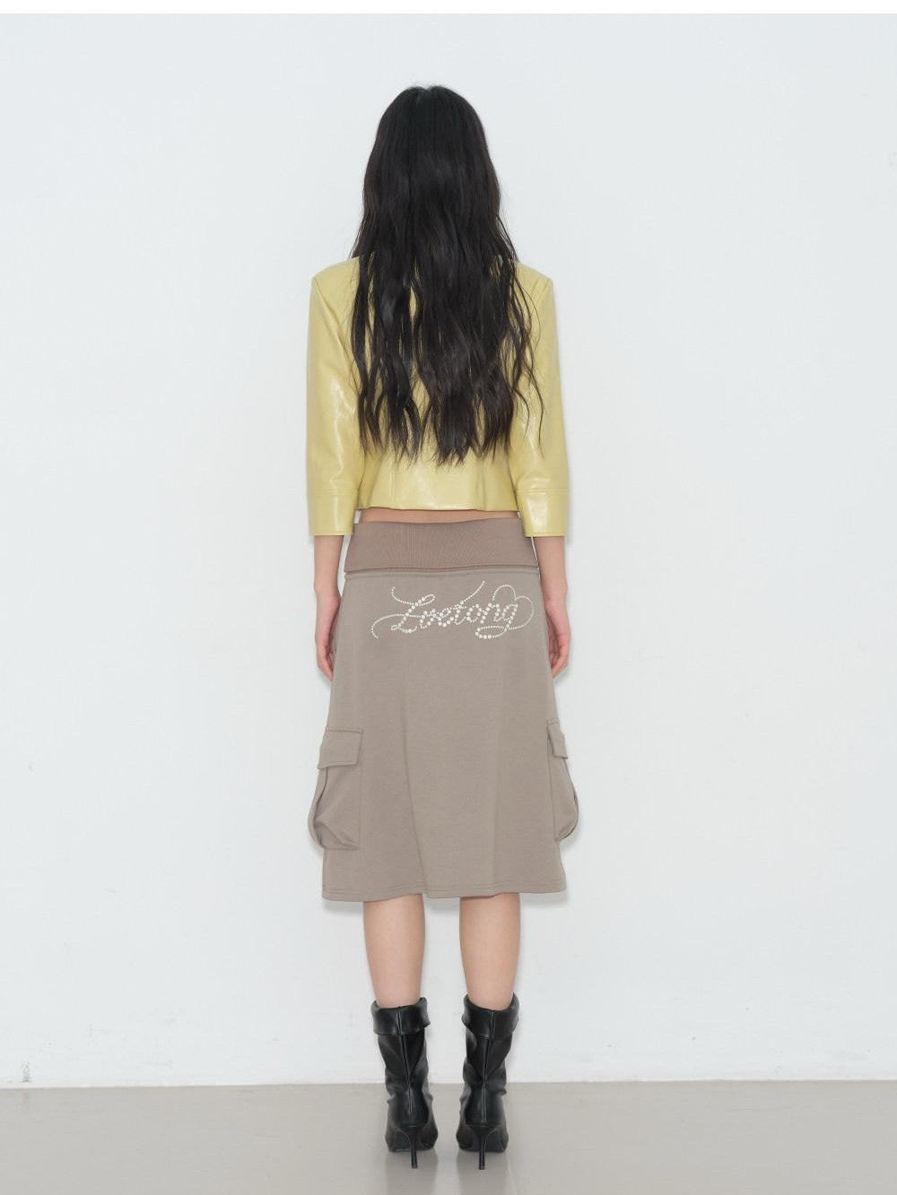 lvetong Yellow Roundneck Three Quarter Sleeve Slim Women&