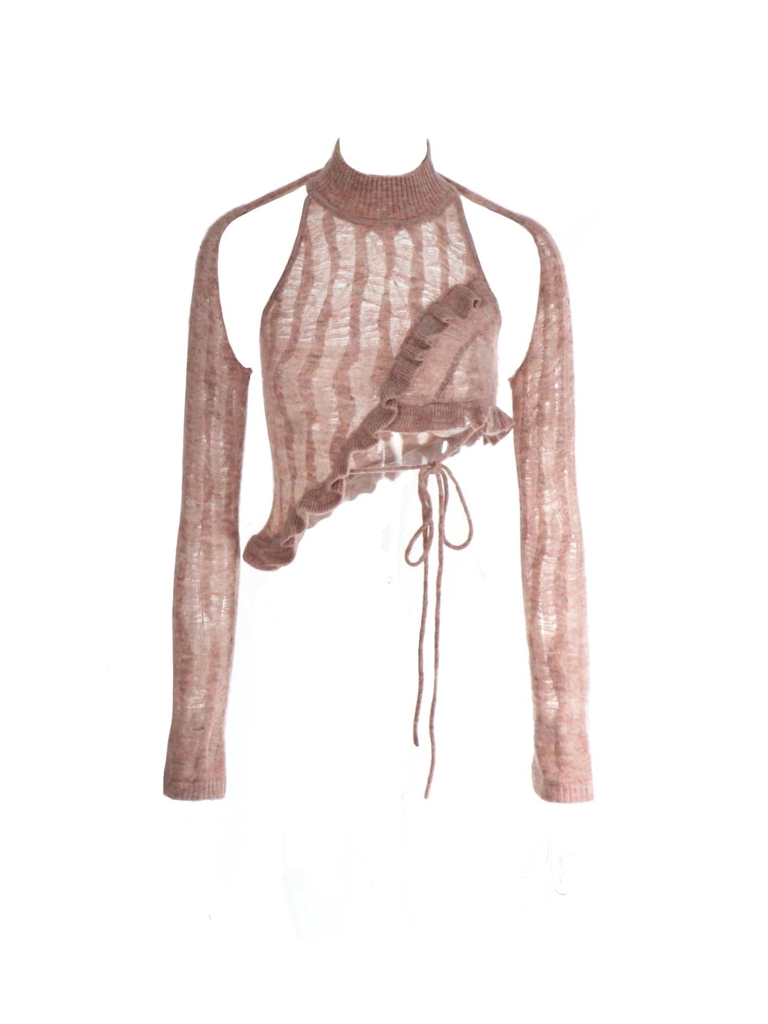 Tricolor Wool Knitted Hollow Top