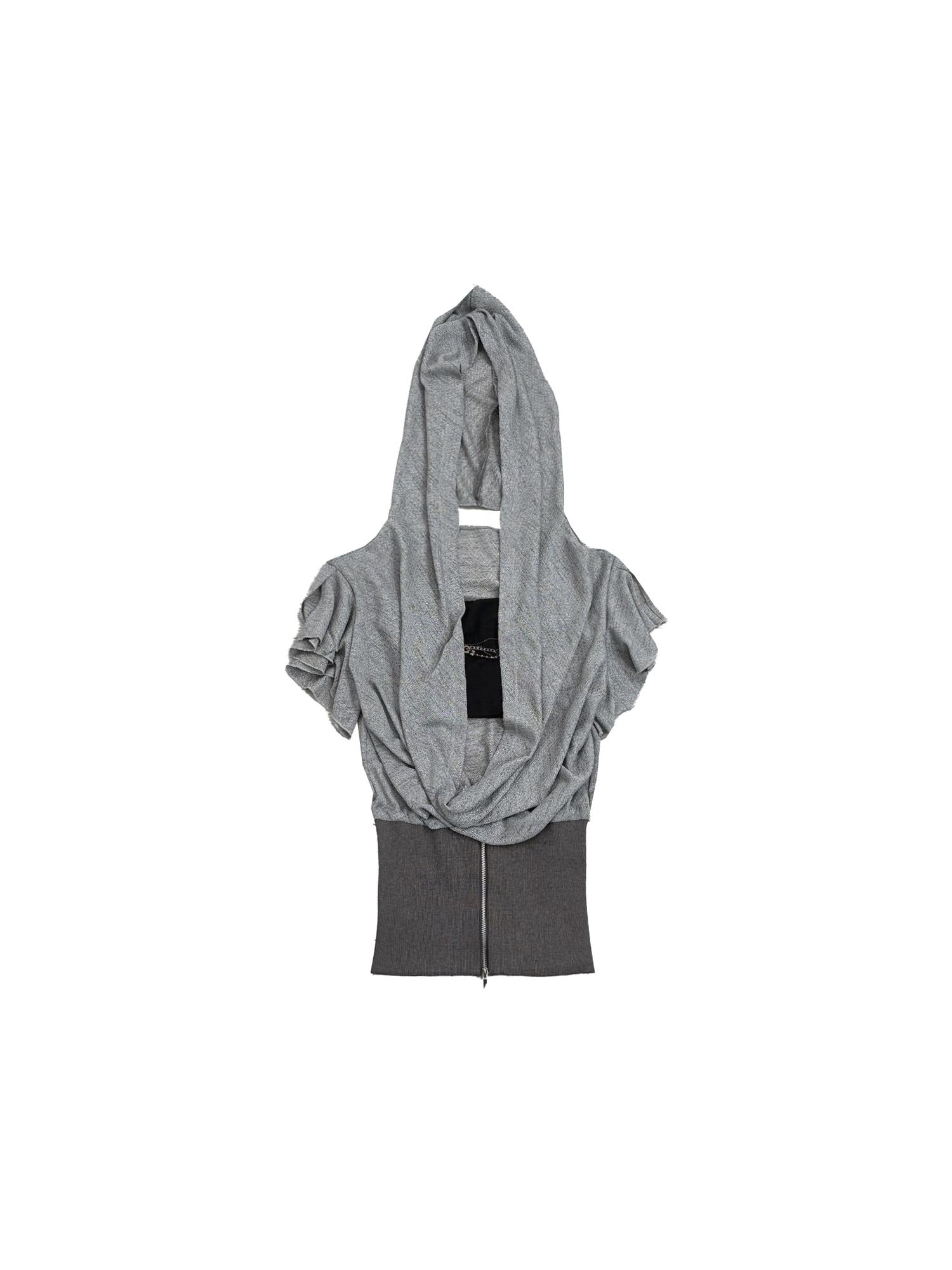 DoublePunch Lace-Up Batwing Sleeve Hollow Knit Cropped T-Shirt