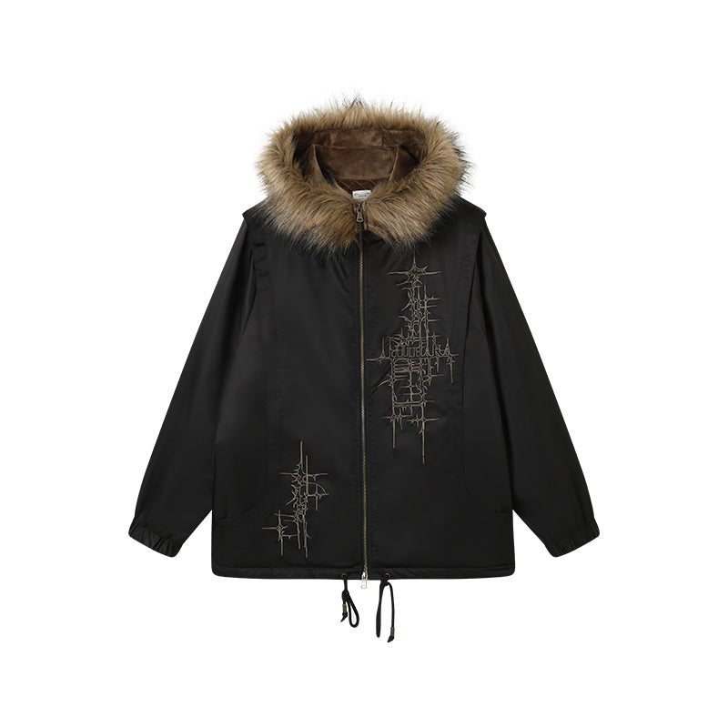 Achihara 2025 Winter Jacket With Fur Collar Windbreaker Coat