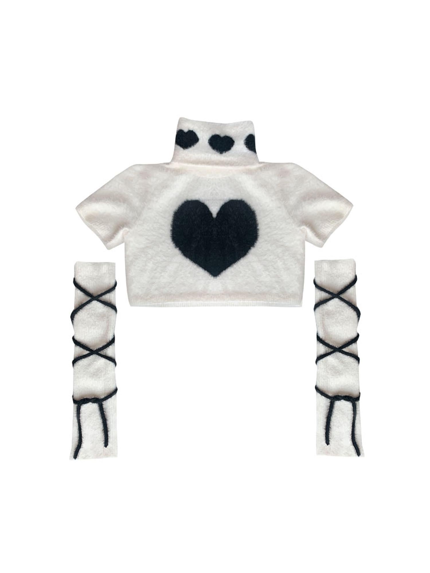 WSW WUSHENWU Y2K Velvet High Neck Knit Sweater