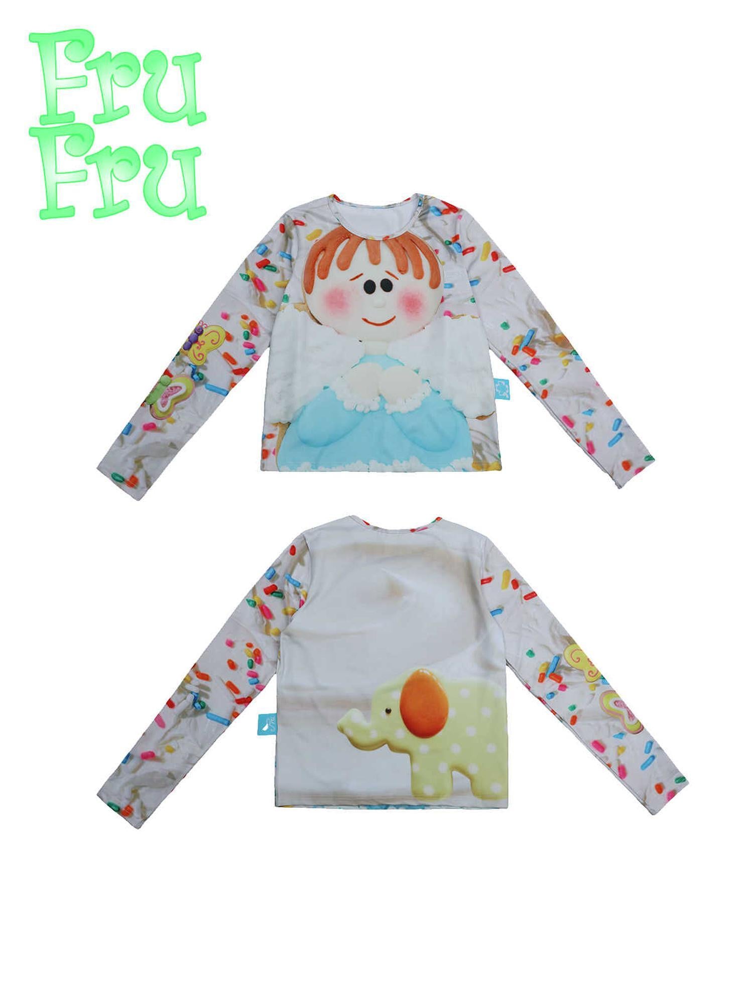 Frufru Gulu Autumn Angel Print White Cookie T Shirt Loose Fit Polyester