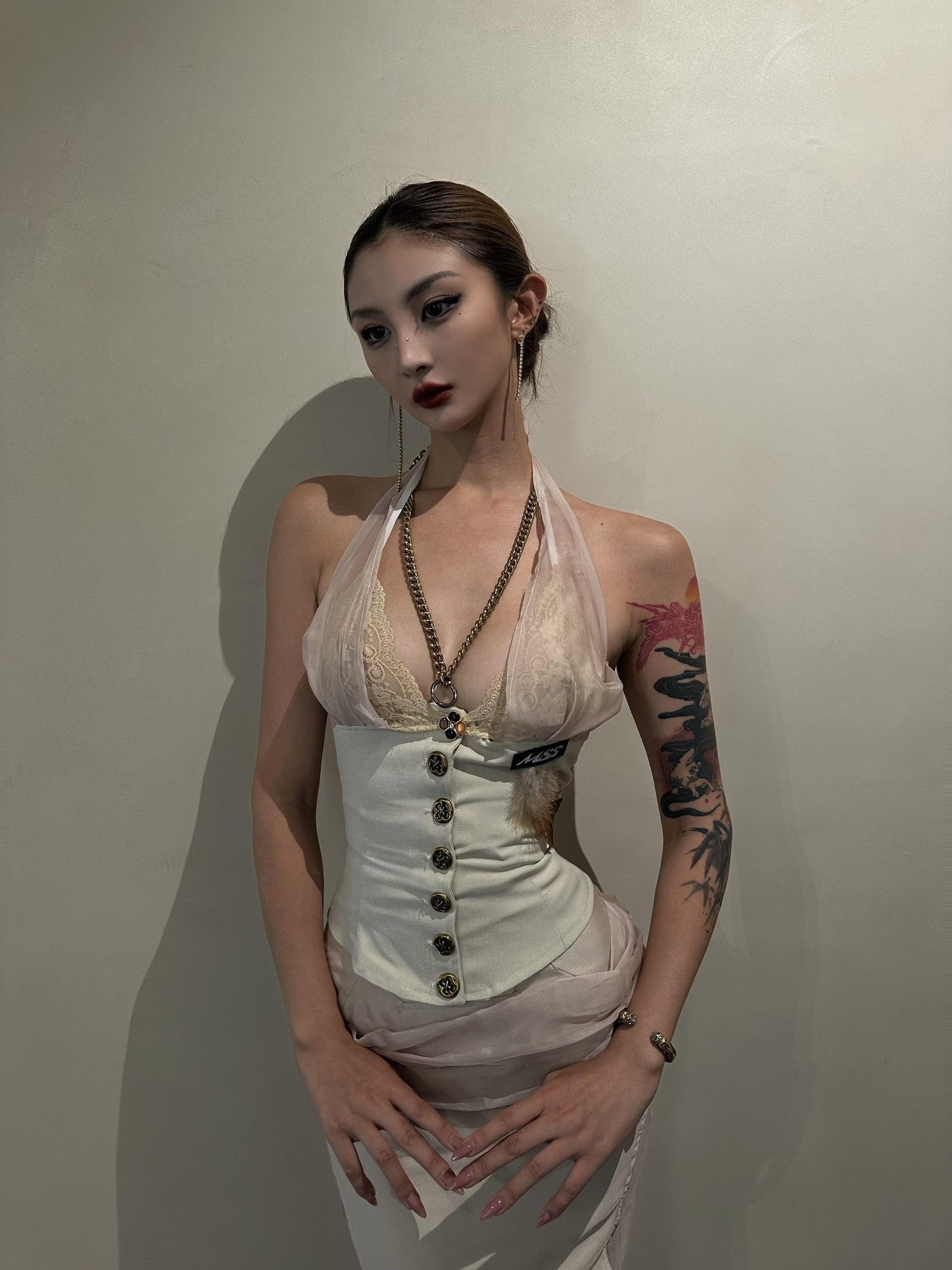 mss studio Soft Old Money Double Layer Slimming Sexy Women&