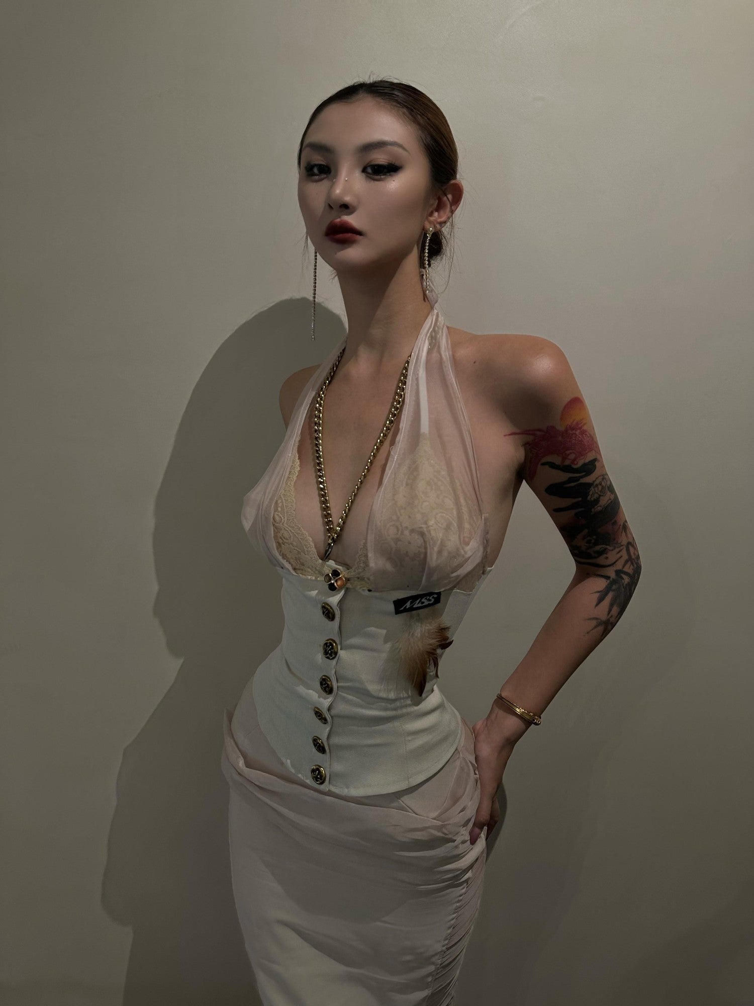 mss studio Soft Old Money Double Layer Slimming Sexy Women&