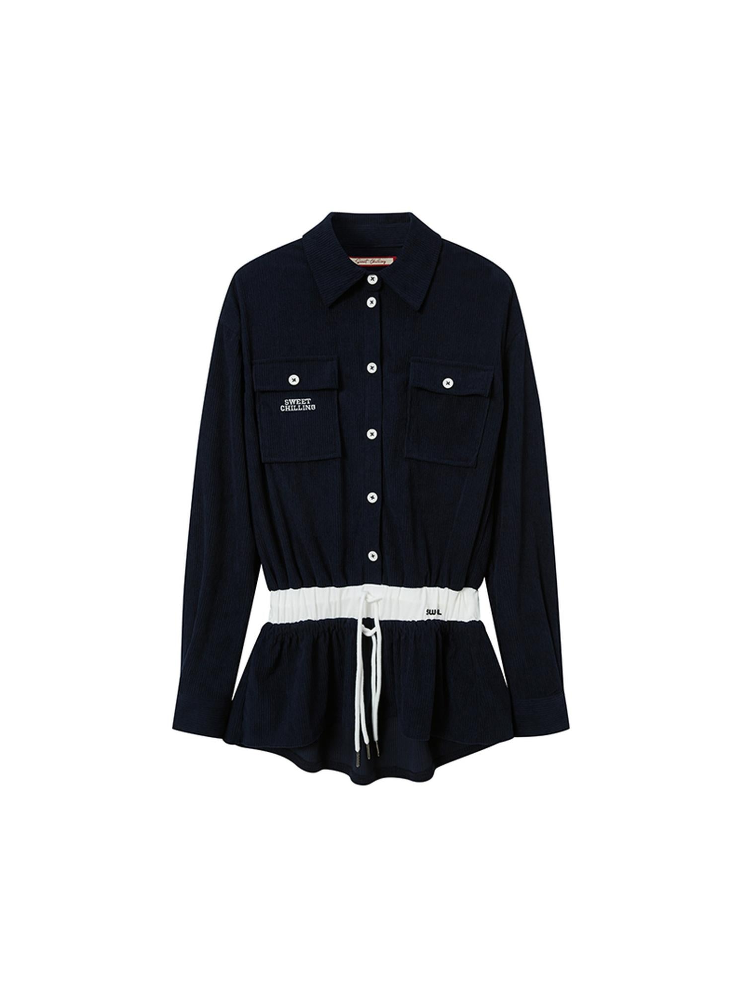 SweetChilling Intellectual Style Corduroy Shirt Dress