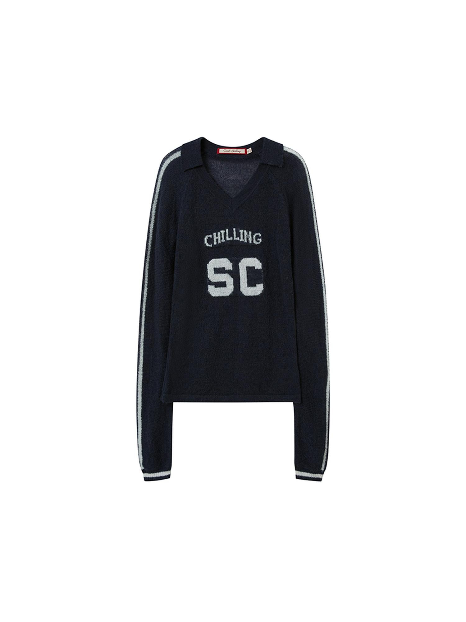 SweetChilling Mohem Sweater American Campus Style Sporty Knit Top