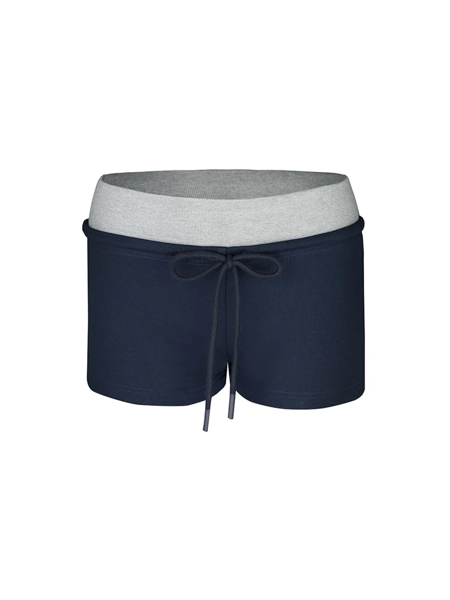 Sexy Striped Off-Shoulder Top & Navy Shorts Outfit Set