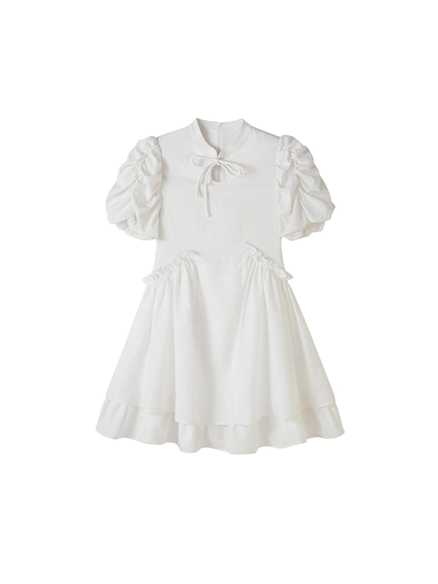 Elegant Qipao Bubble Sleeve Dress