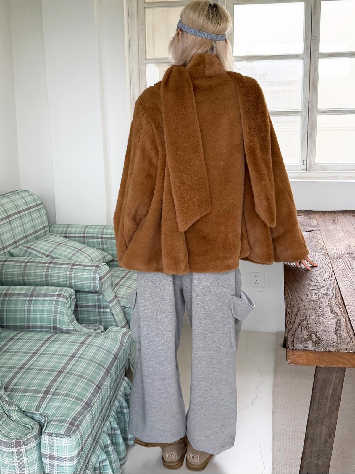 nit alcove Fur Scarf Rider Buckle Loose Cape Warm Women&