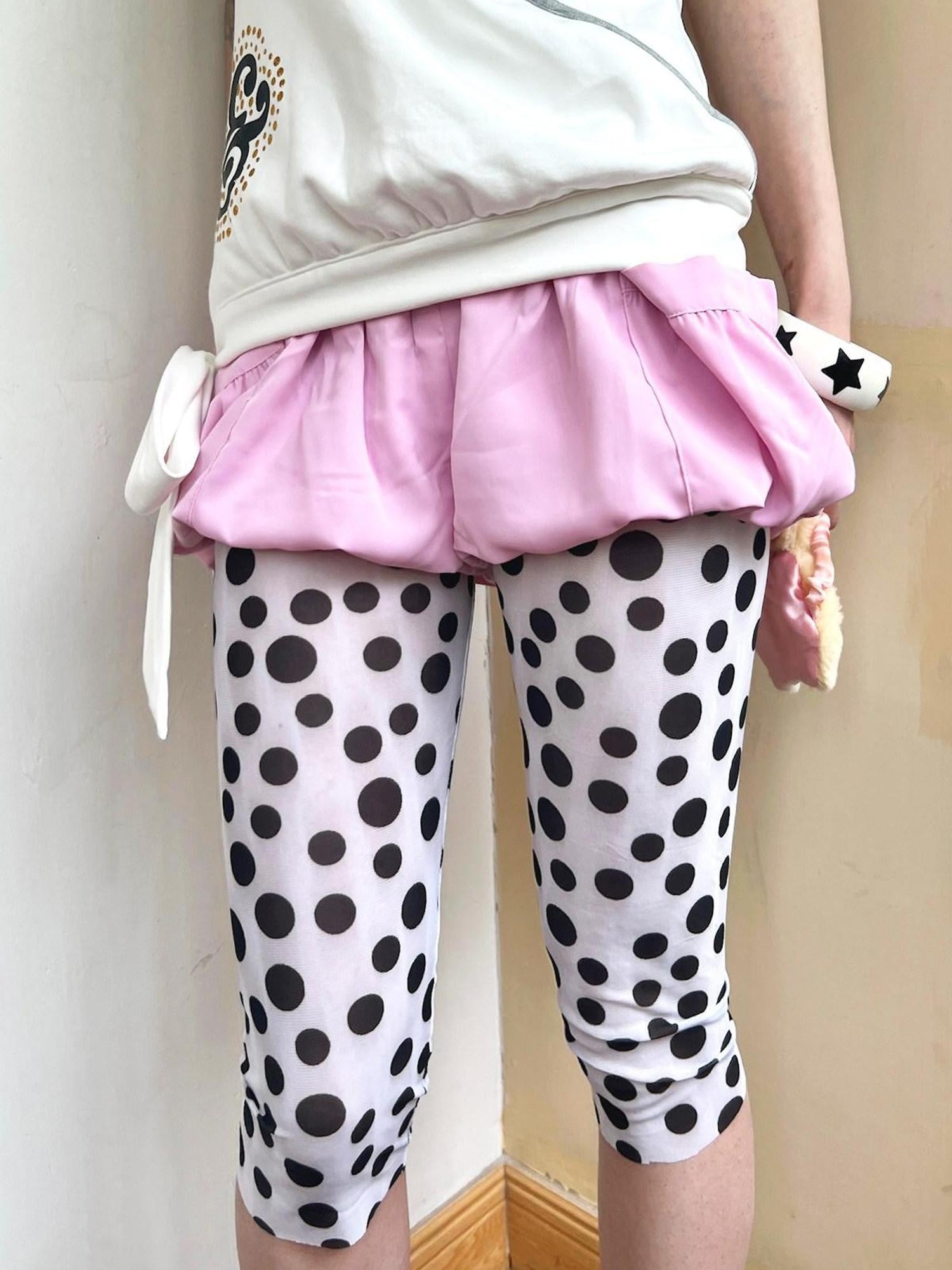 nit alcove Mesh Polka Dot Asymmetric High Waist Women&