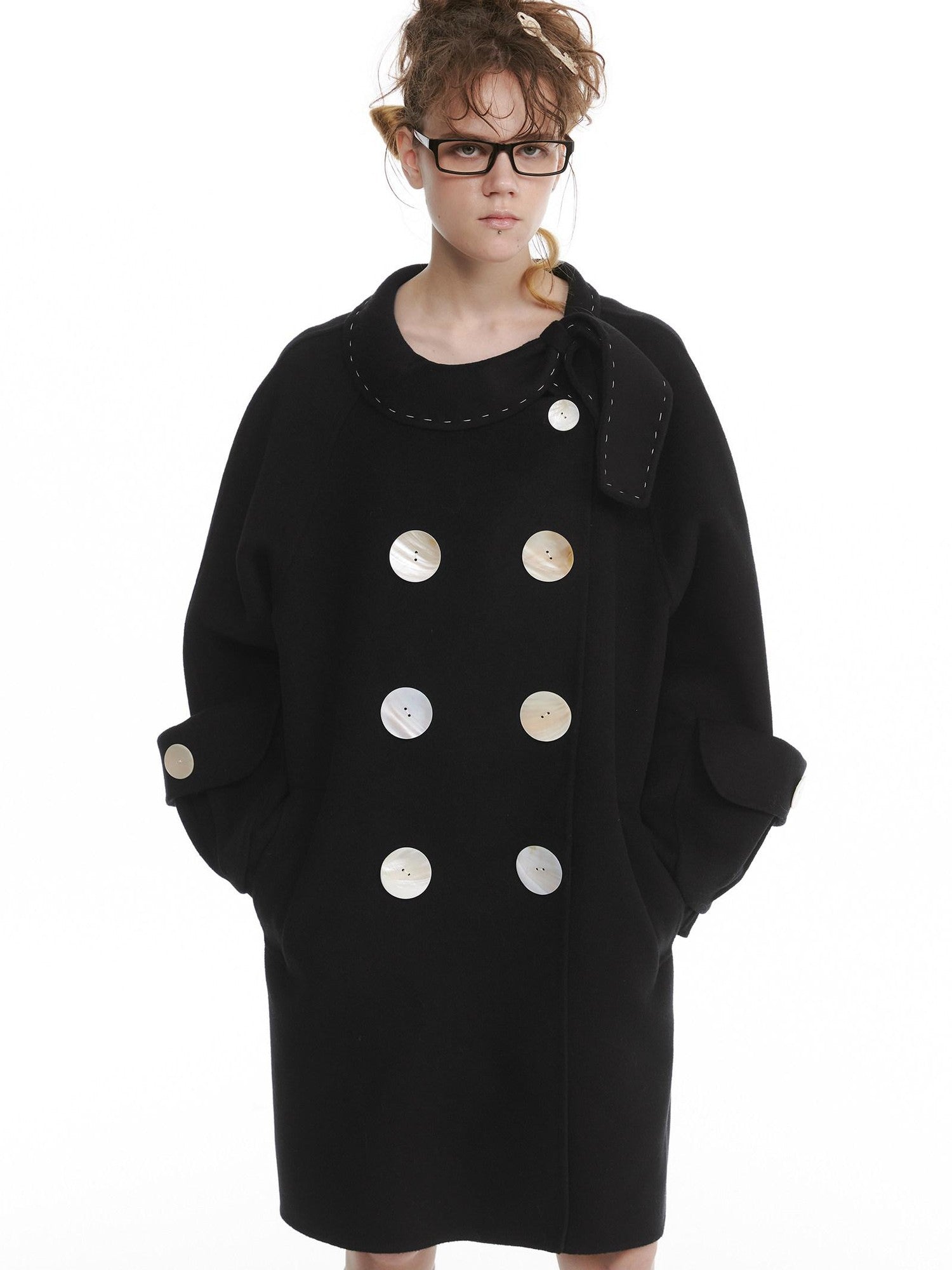 nit alcove Shell Button Double Breasted Women&
