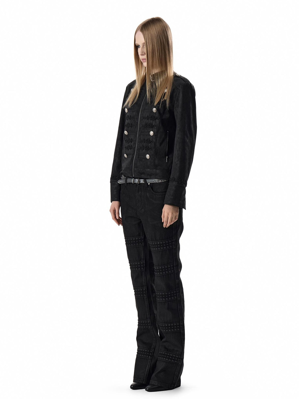 no E mosen Embroidered Napoleon Fit Pu Women&