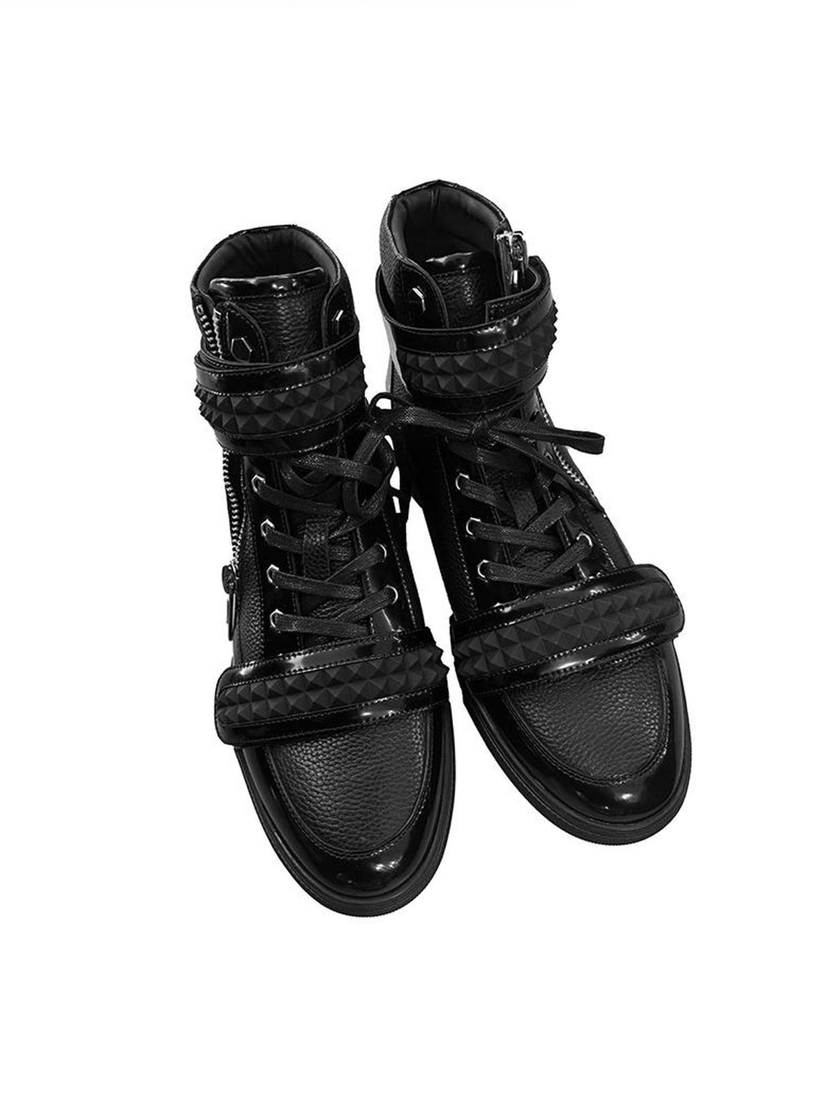 no E mosen Engraved Studded Velcro Patent Leather Lychee Textured Cowhide Women&