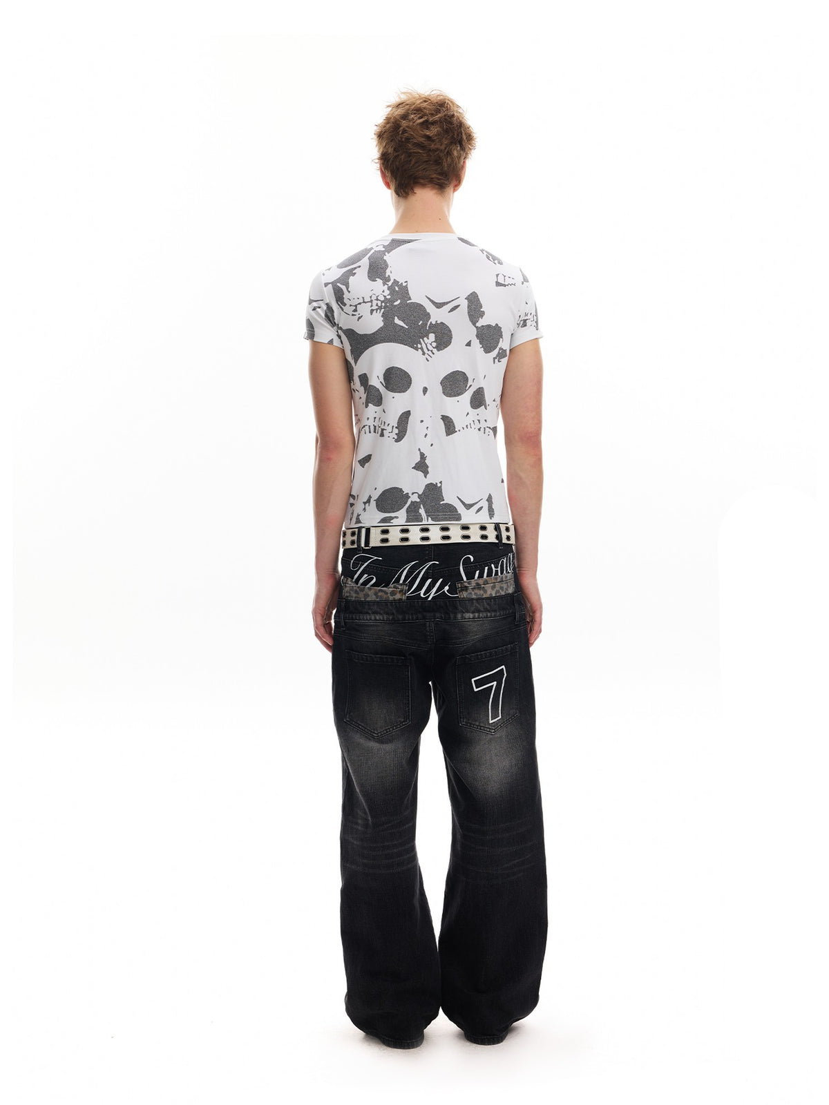 no E mosen Leopard Print Embroidered Double Waist Loose Fit Cotton Women&
