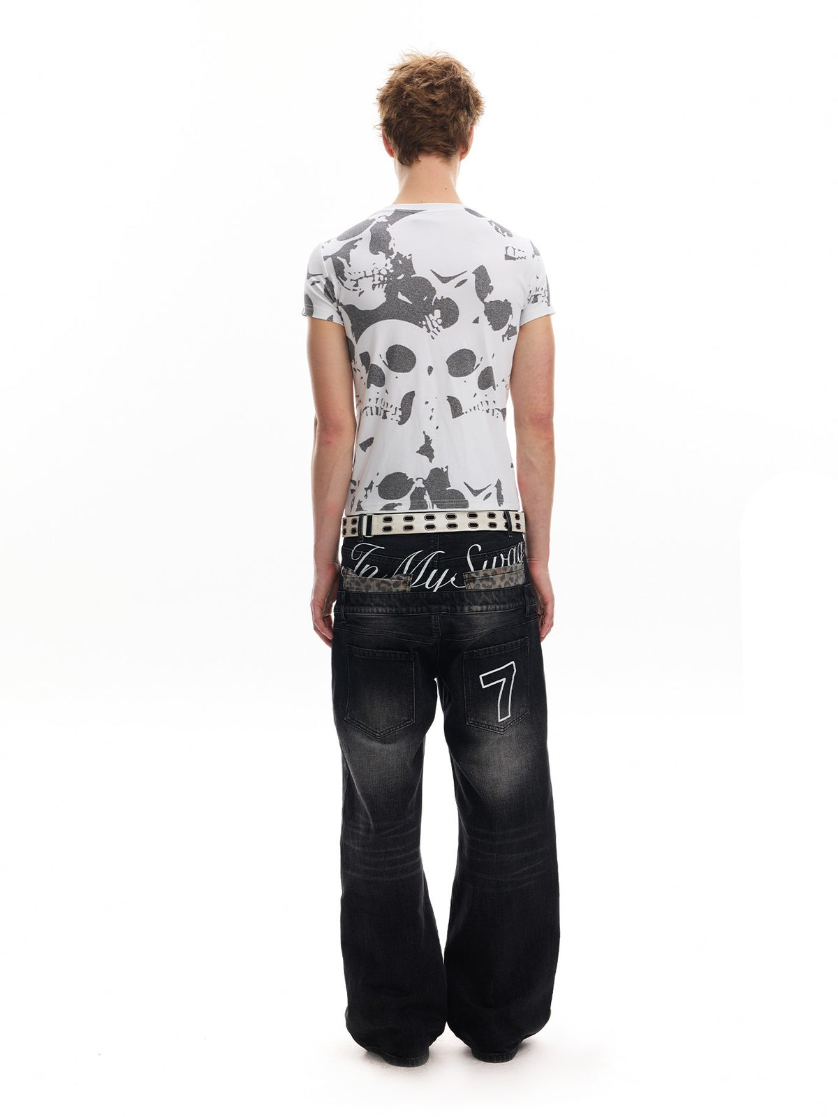 no E mosen Leopard Print Embroidered Double Waist Loose Fit Cotton Women&