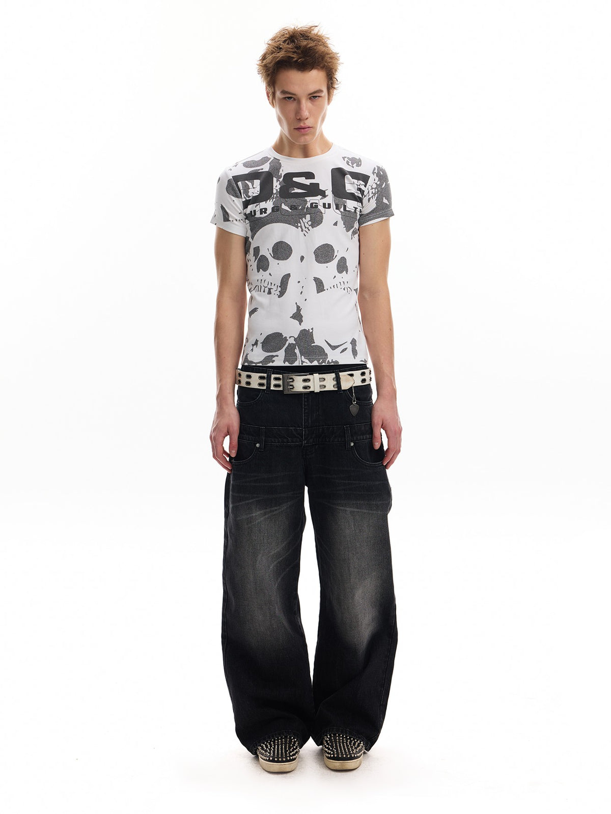 no E mosen Skull Allover Print Streetwear Digital Print Women&
