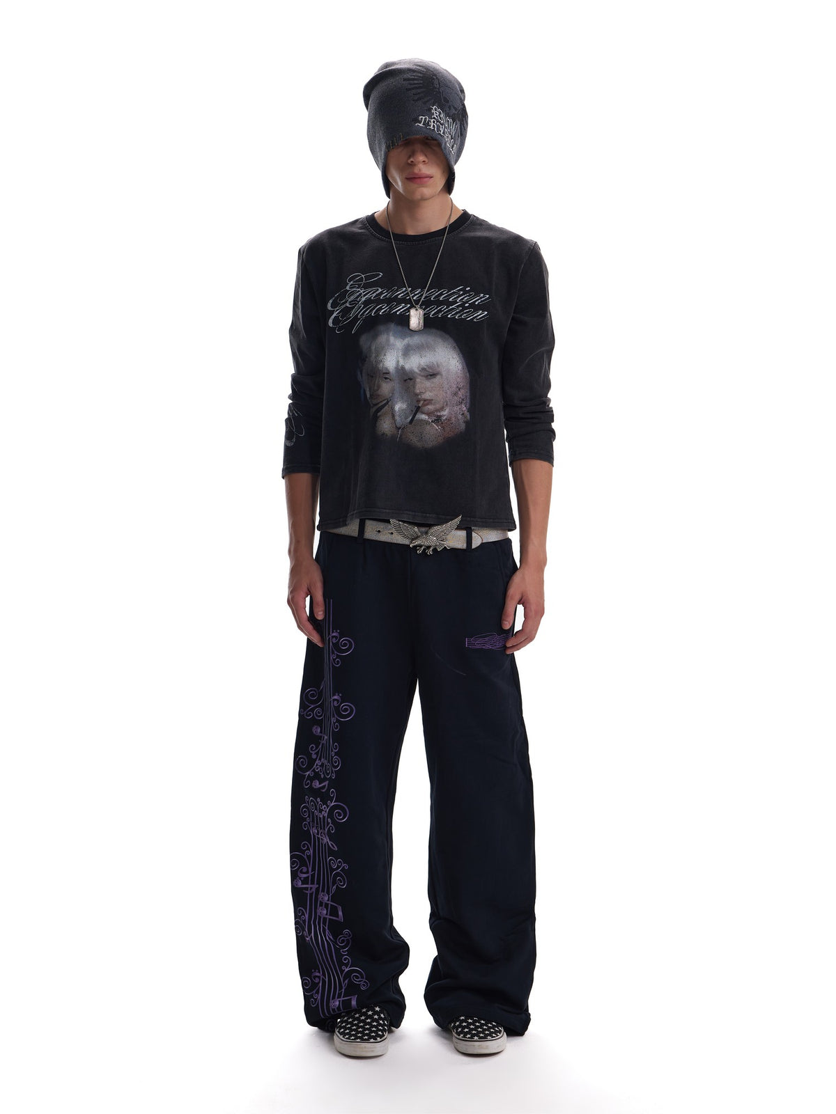 no E mosen Wisteria Note Large Print Embroidered Straight Leg Women&