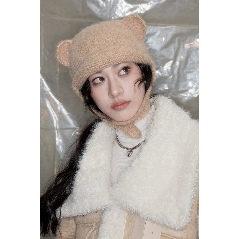 DIDDI MODA Cozy Bear Ears Alpaca Wool Knit Hat