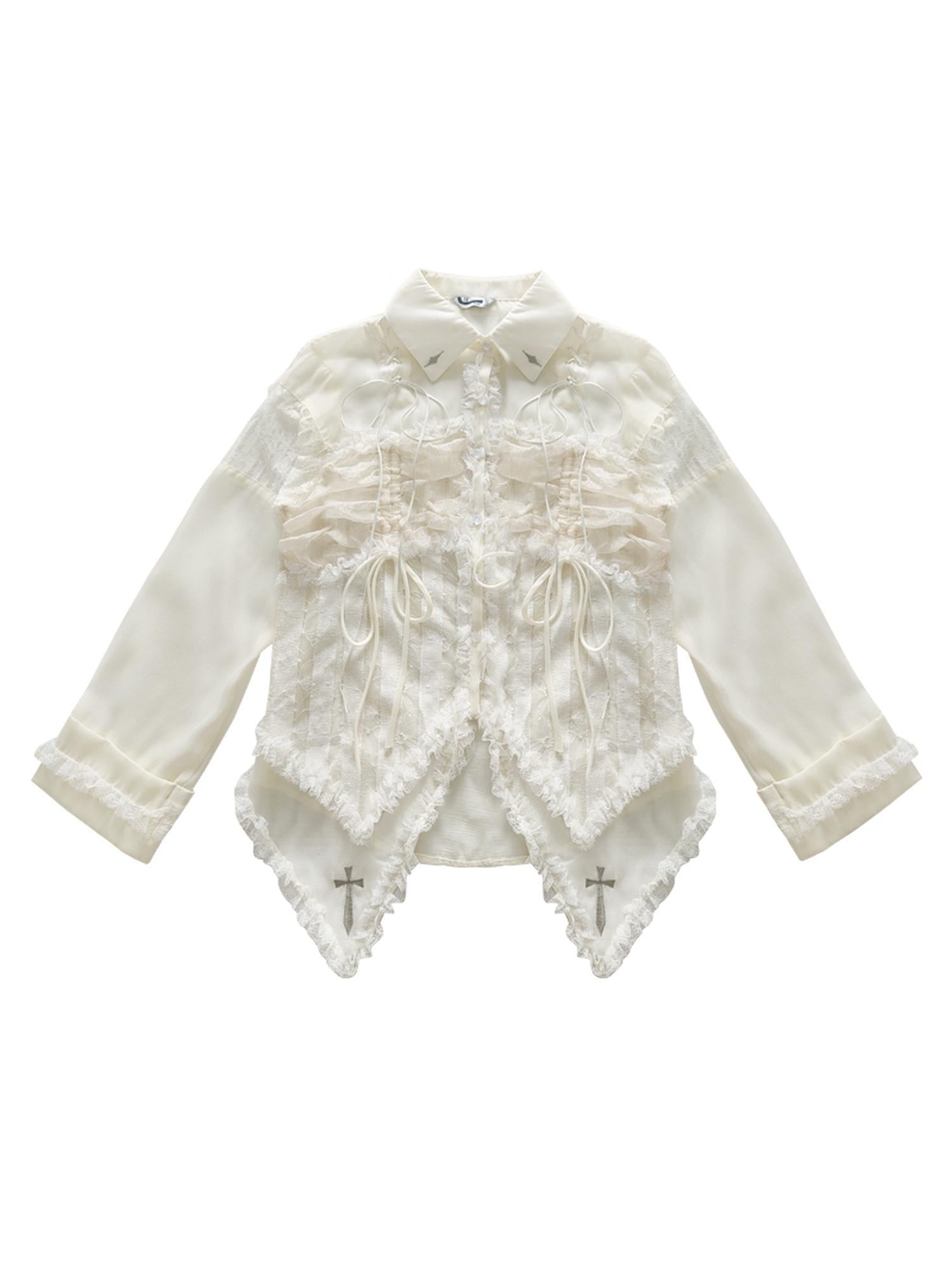 WSW WUSHENWU Mesh Chiffon Industrial Minimalist Oversized Shirt