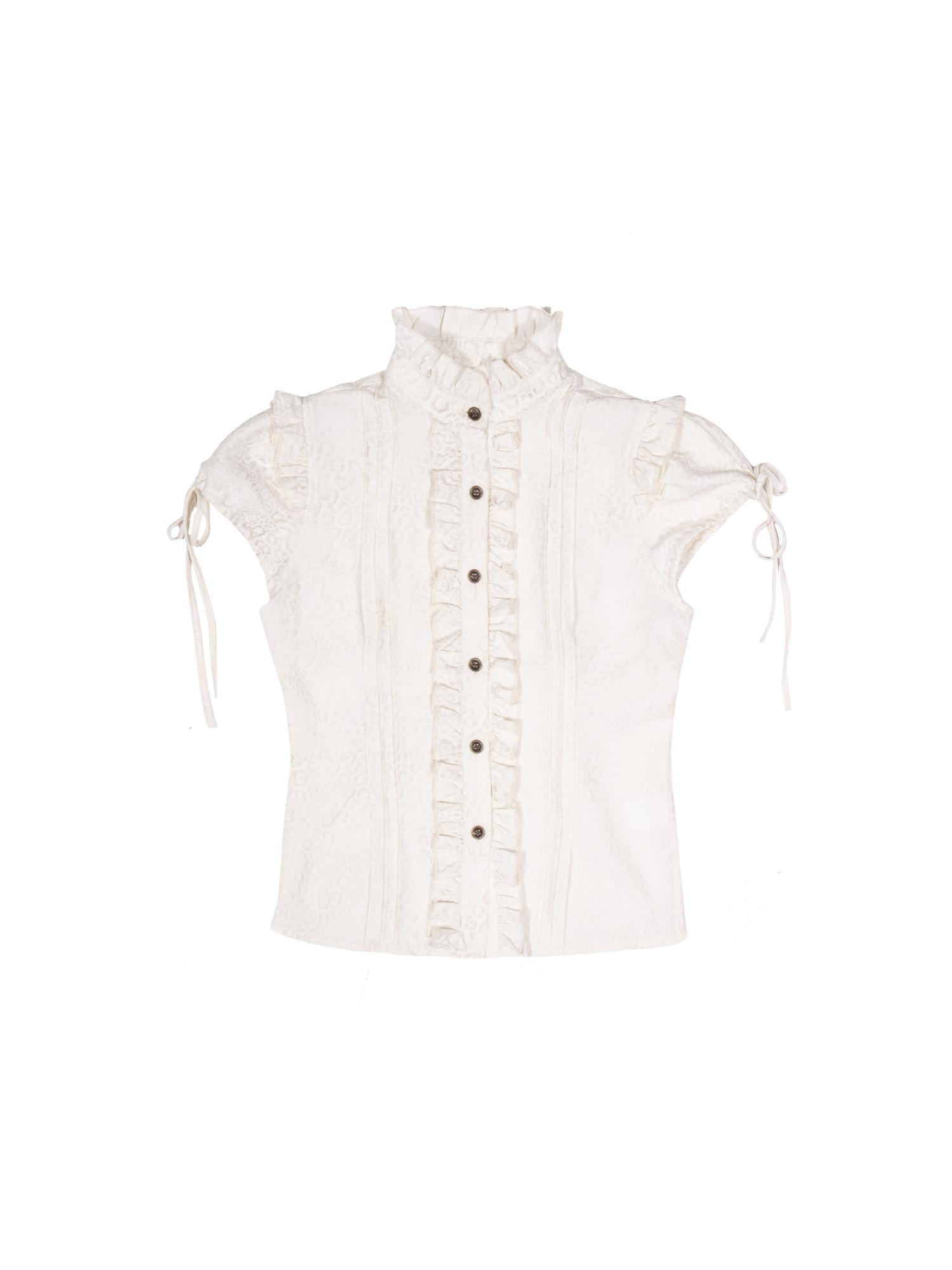 ARIADNAw Ariana Slim Leopard Print Punk Shirt