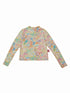 Girl Cute Print Waffle Pants Long Sleeve Set Beige Autumn Winter