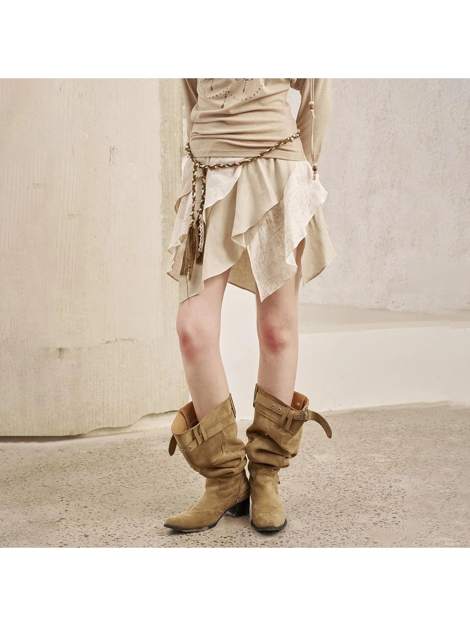 Paisley Patchwork Wave Hem A Line Skirt