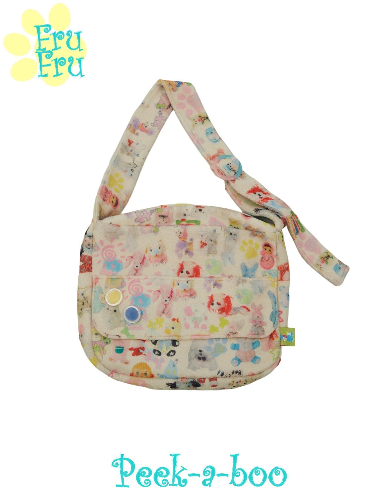 Frufru Gulu Vintage Lambswool Toy Print Crossbody Bag