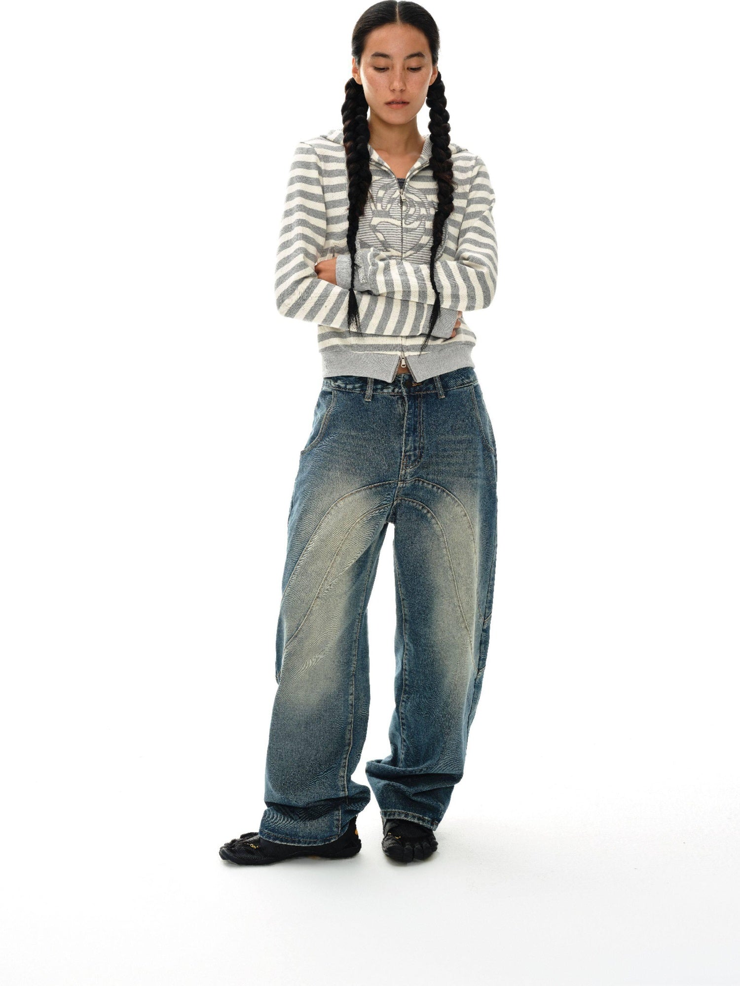 oinimi 100 Percent Cotton Slim Fit Cropped Streetwear Women Floral Oatmeal Hoodies