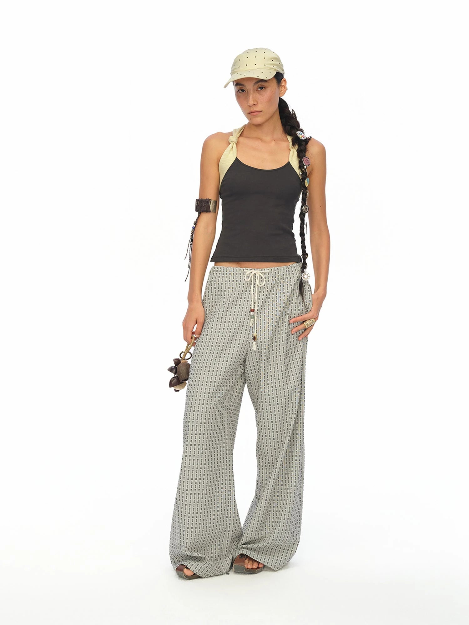 Airy Striped Wide Leg Vacation Pants