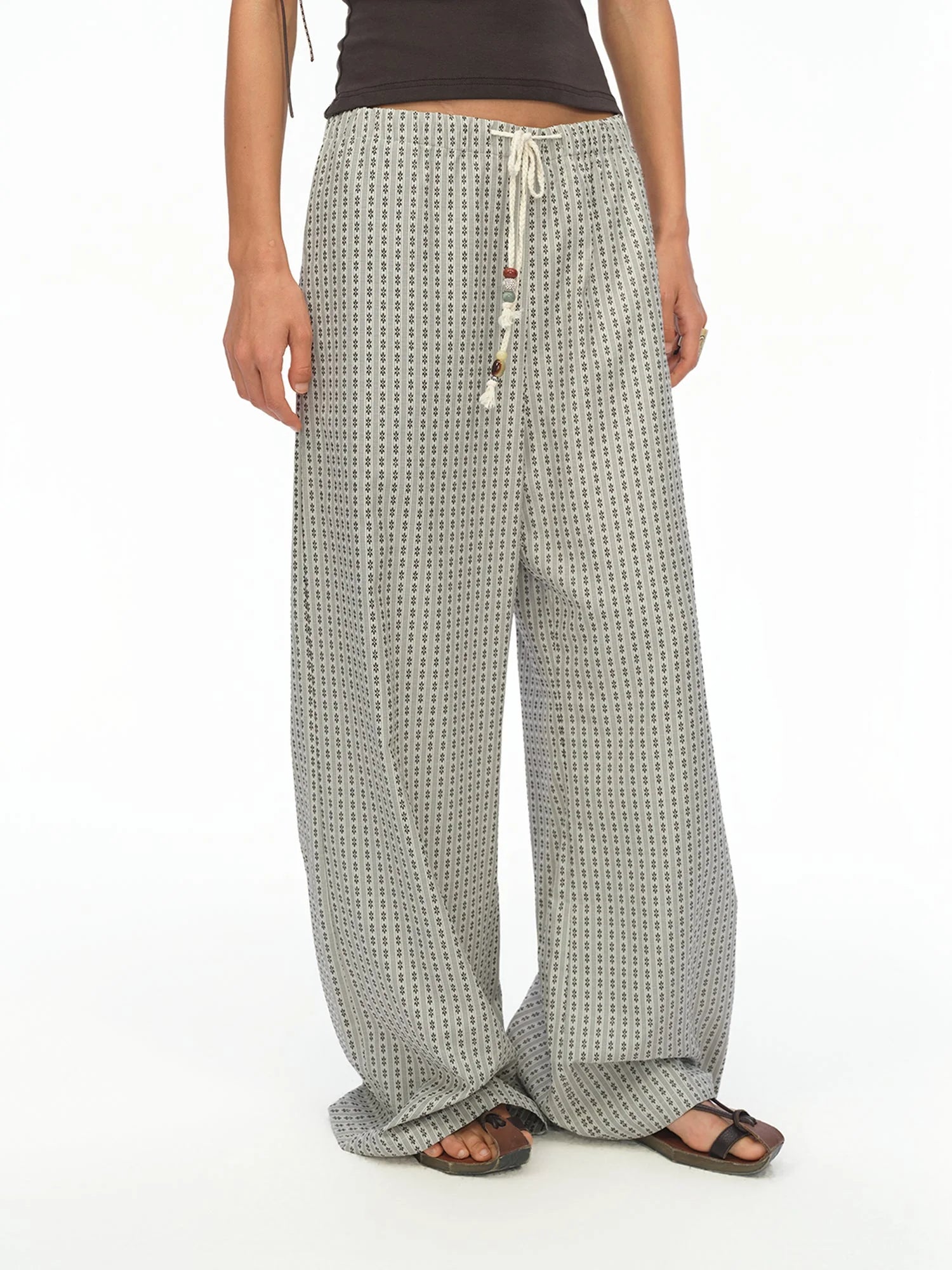 Airy Striped Wide Leg Vacation Pants