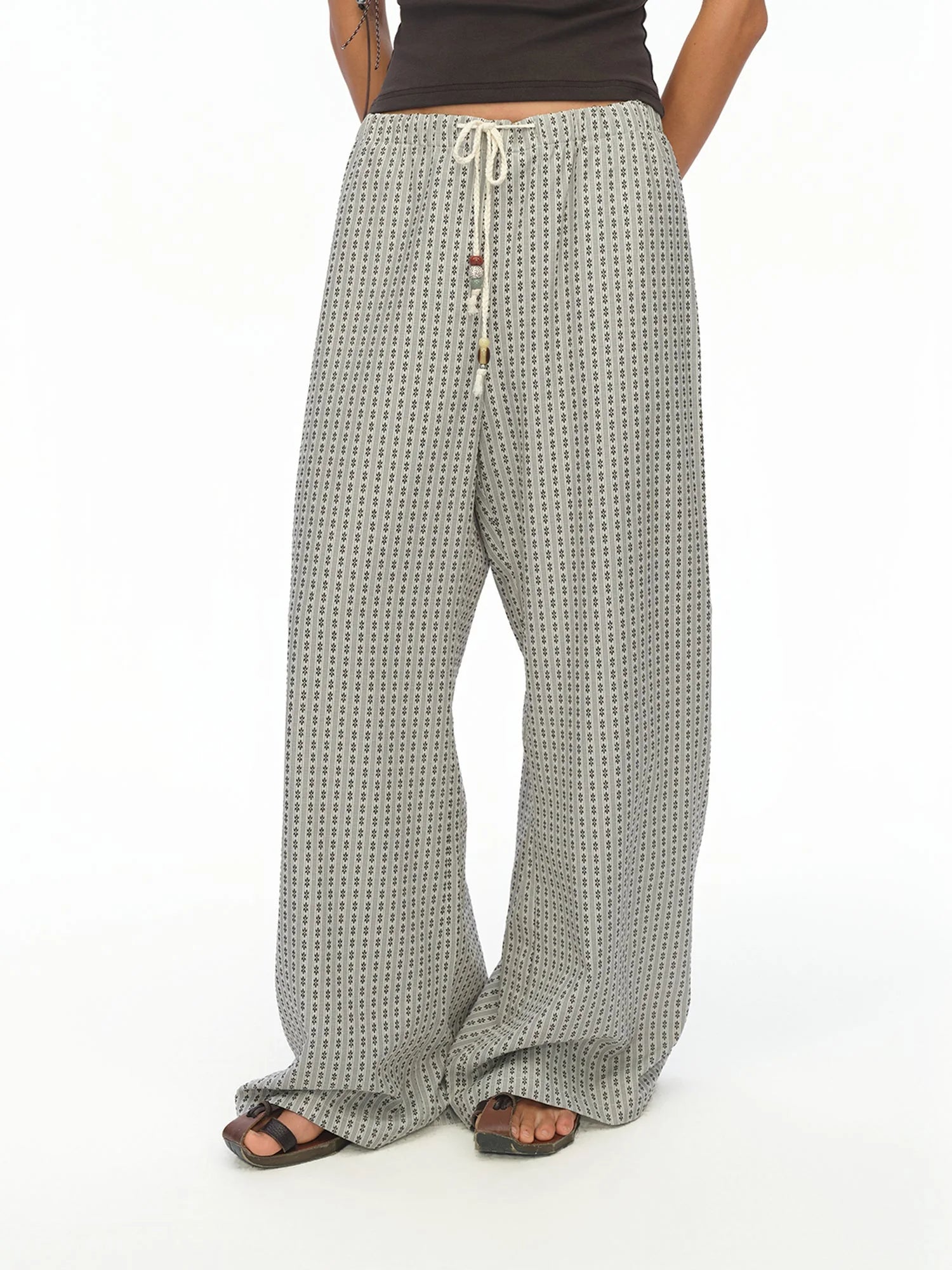 Airy Striped Wide Leg Vacation Pants