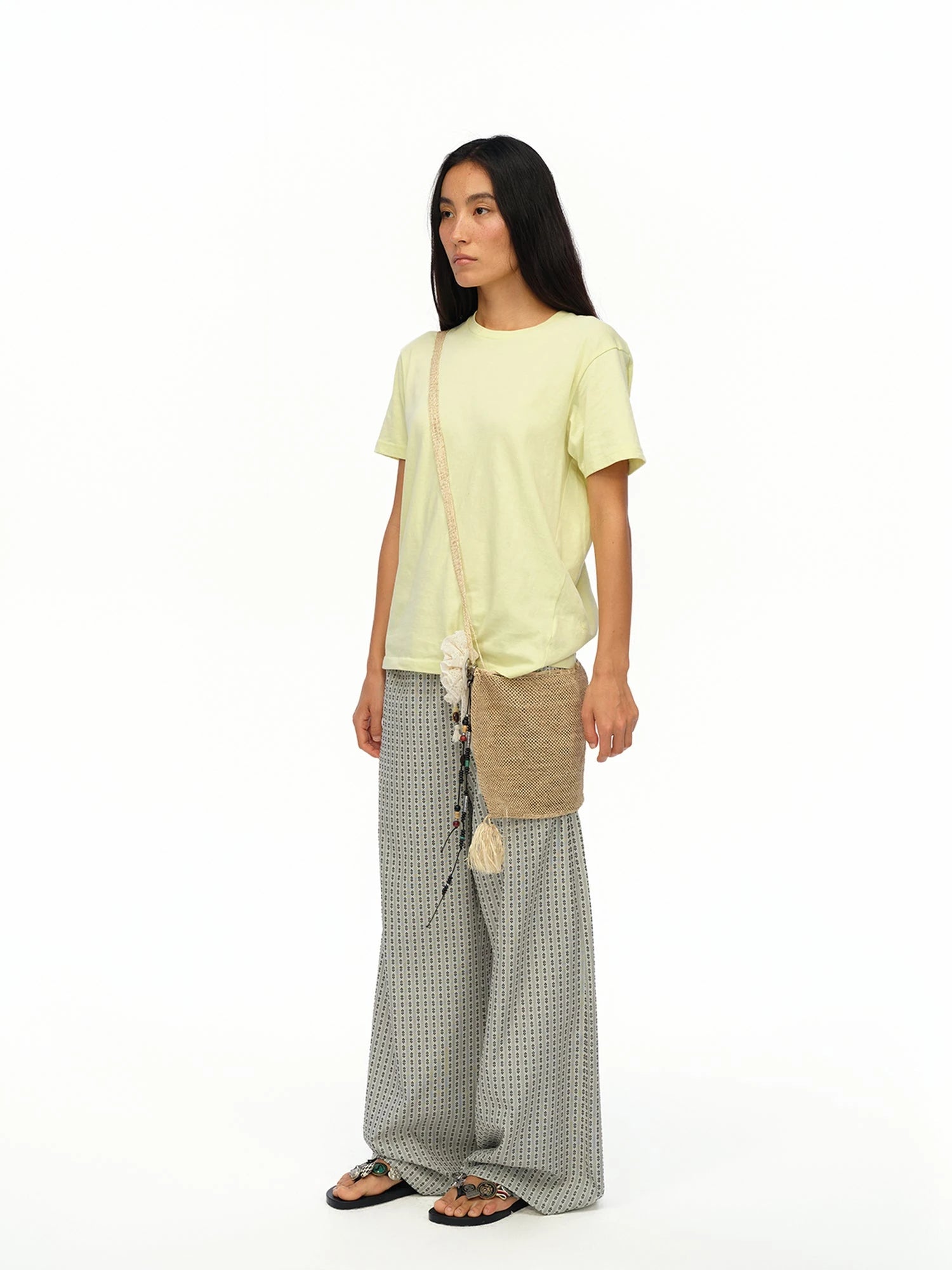 Airy Striped Wide Leg Vacation Pants