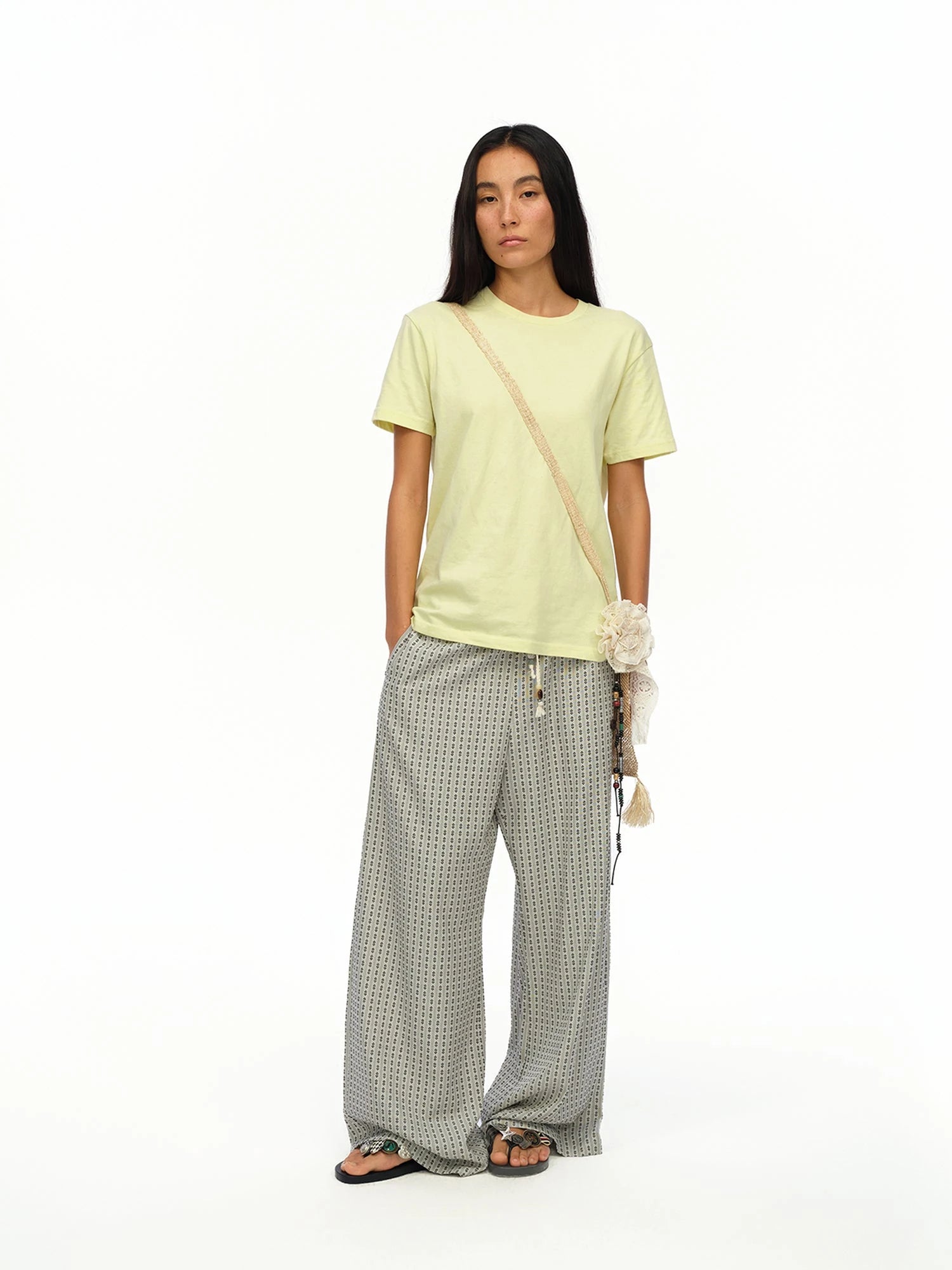 Airy Striped Wide Leg Vacation Pants