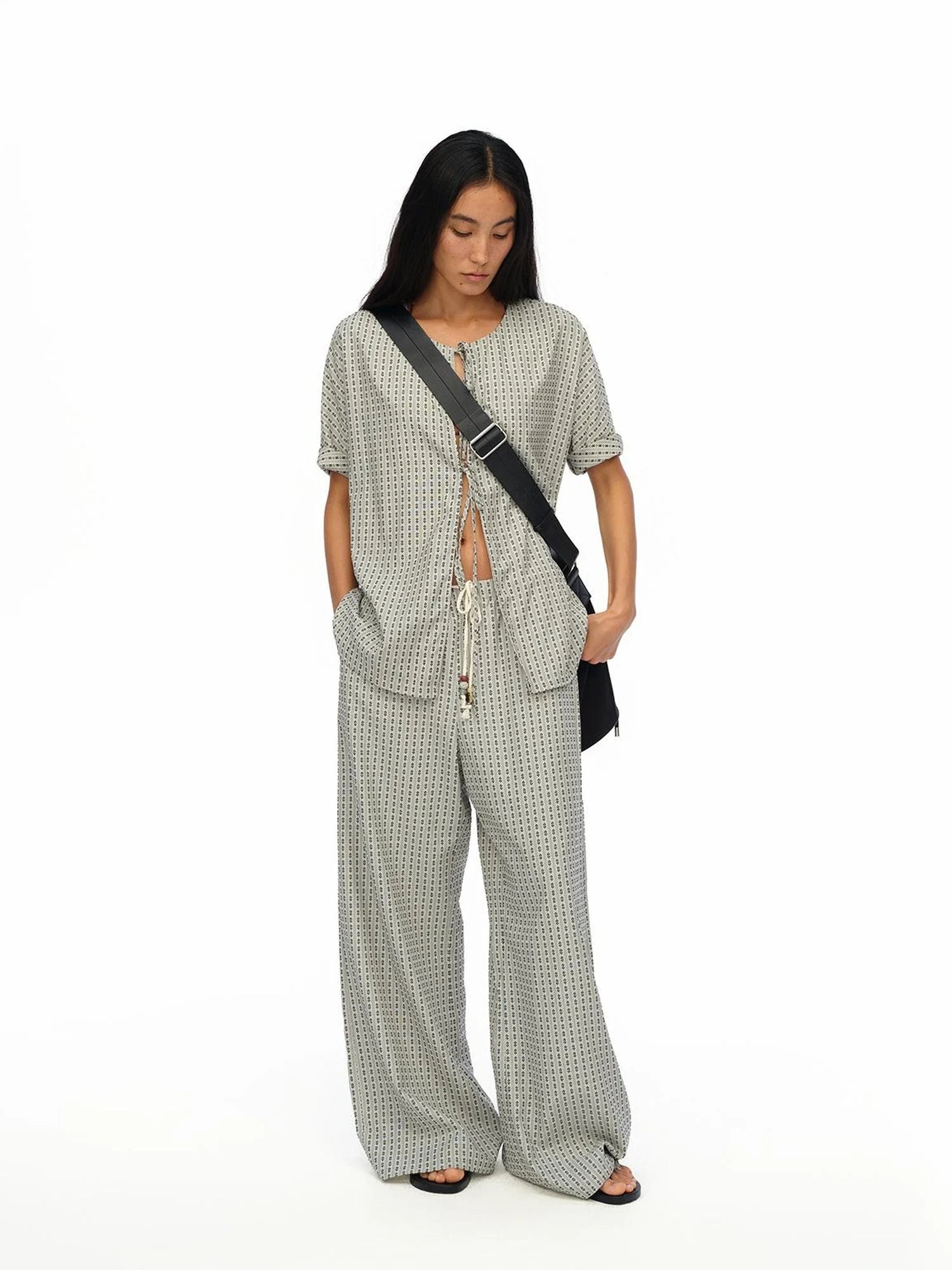 Airy Striped Wide Leg Vacation Pants