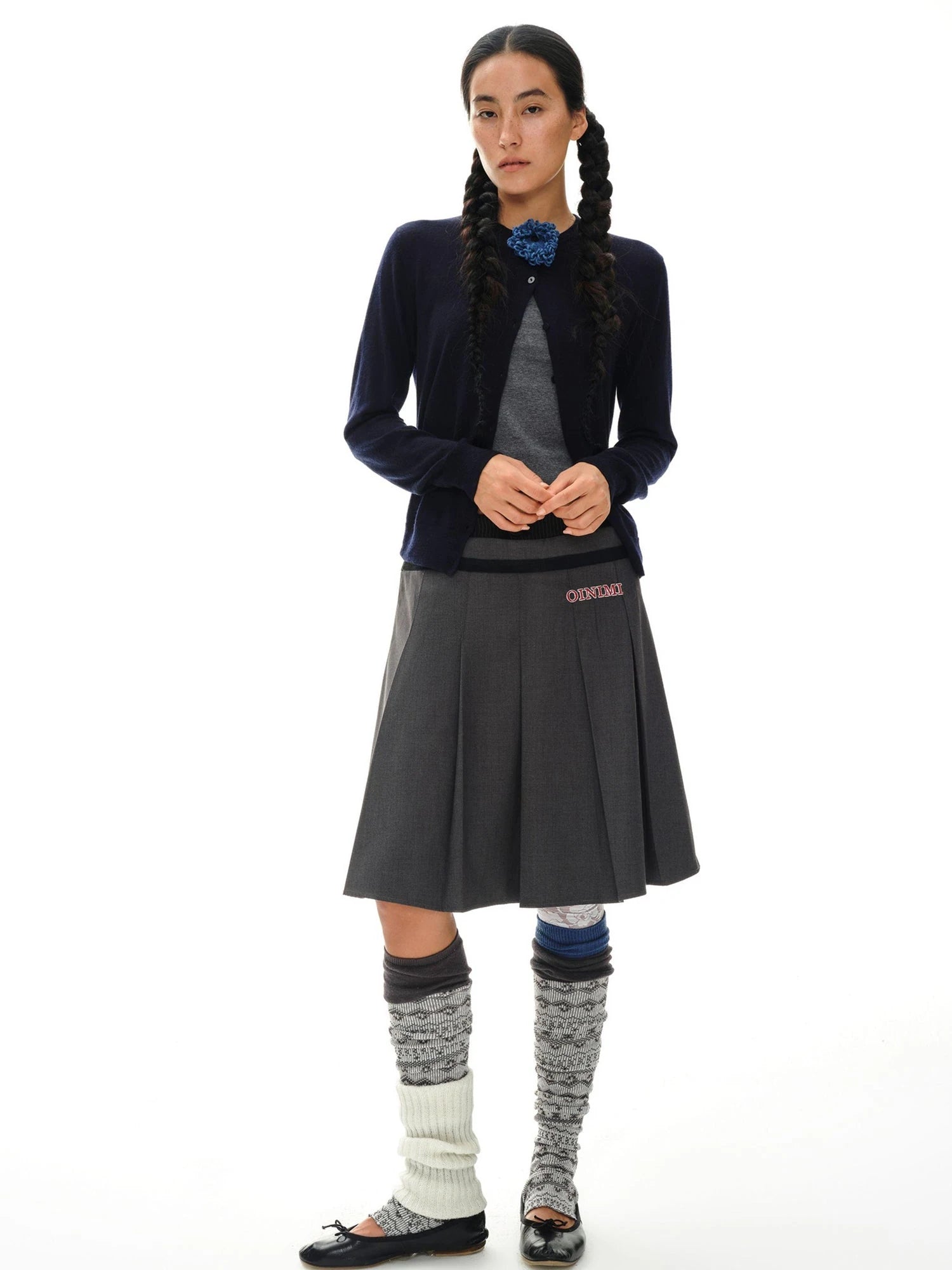 Color Block Hand Knit Button Brooch