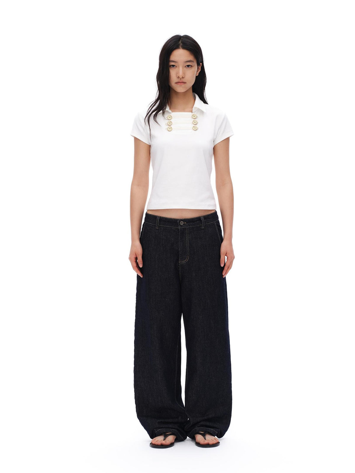 oinimi Colorful Button Fly Raw Cotton Women&