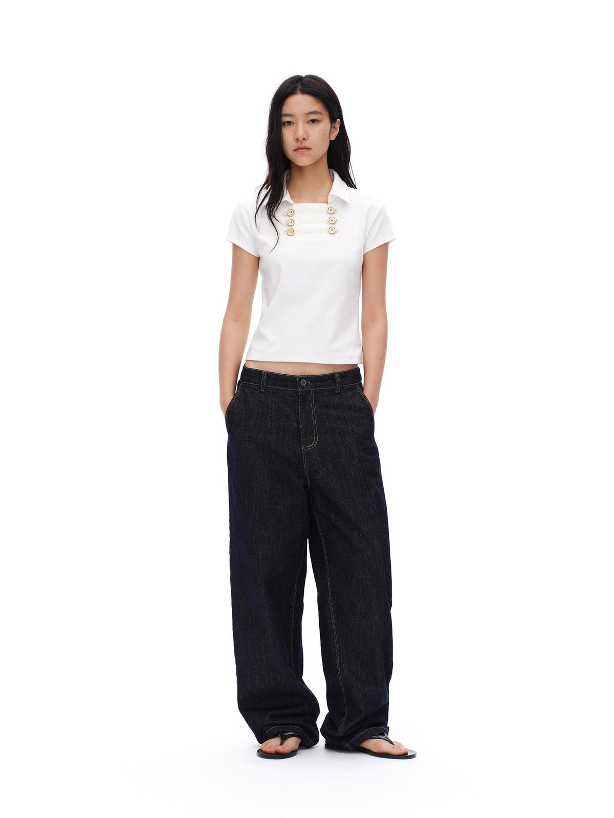 oinimi Colorful Button Fly Raw Cotton Women&