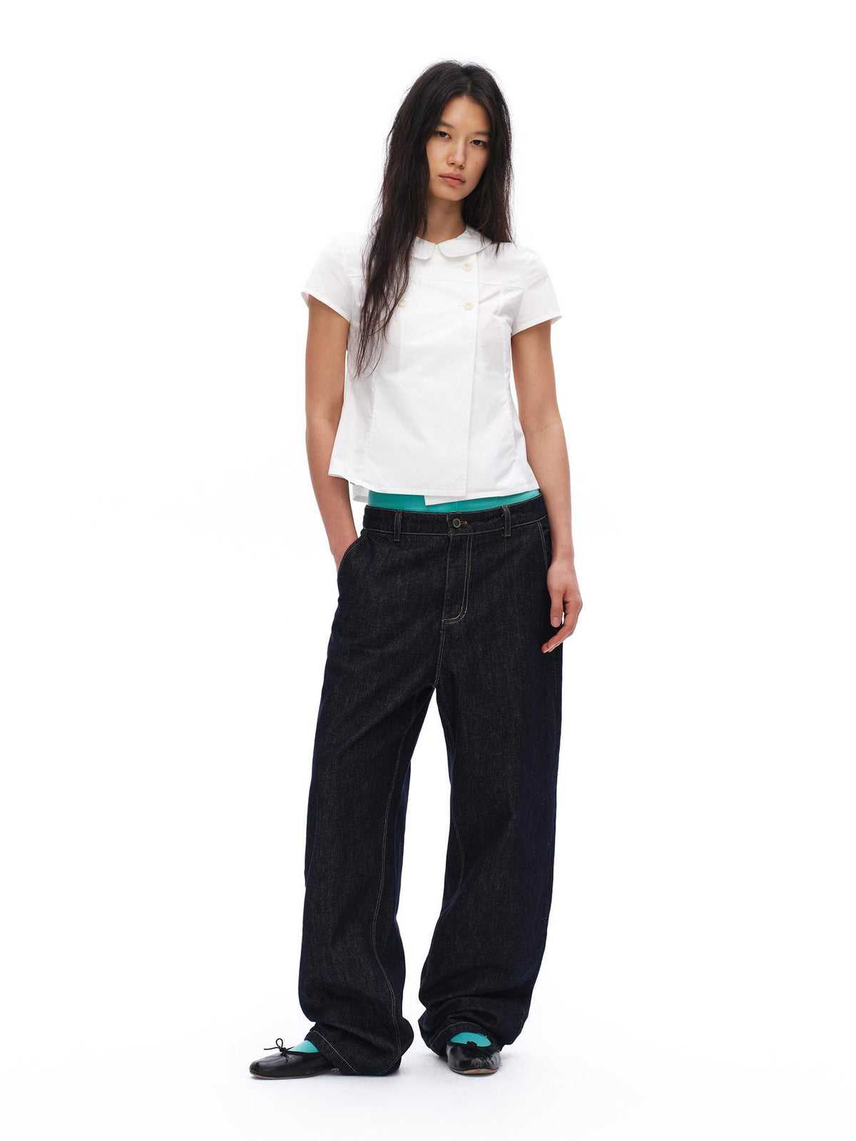 oinimi Colorful Button Fly Raw Cotton Women&