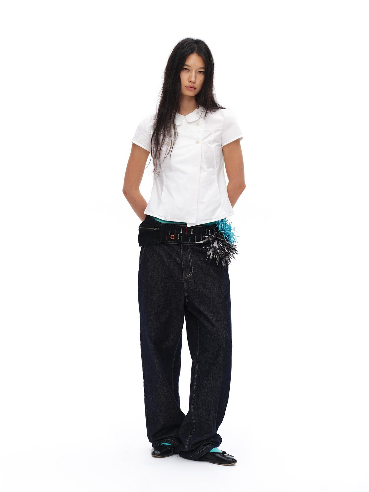 oinimi Colorful Button Fly Raw Cotton Women&