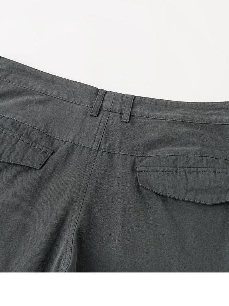 oinimi Deep Gray Multi Pocket Ruched Low Rise Straight Women&