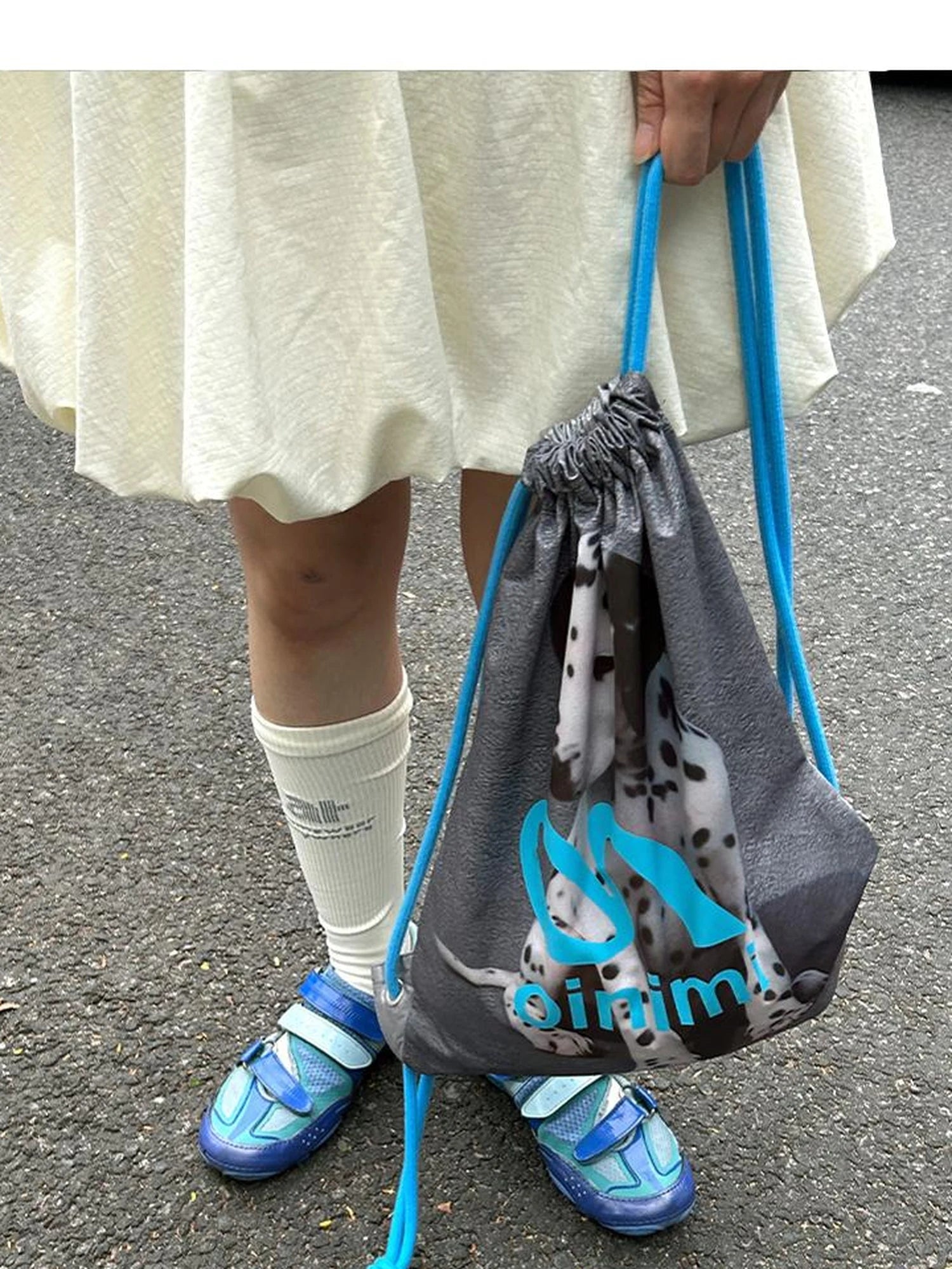 Double Sided Printed Backpack With Spotted Puppy Pattern