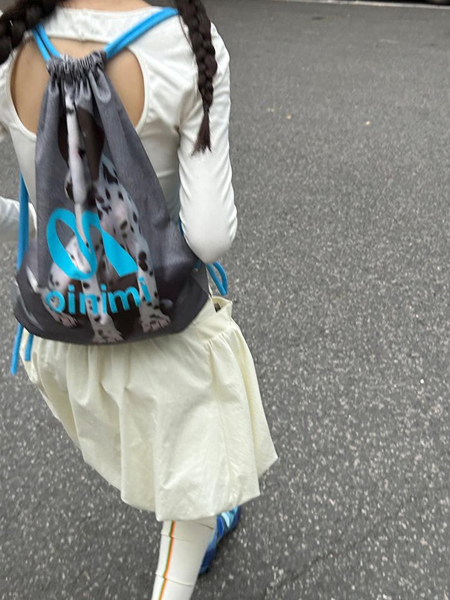 oinimi Double Sided Printed Backpack With Spotted Puppy Pattern
