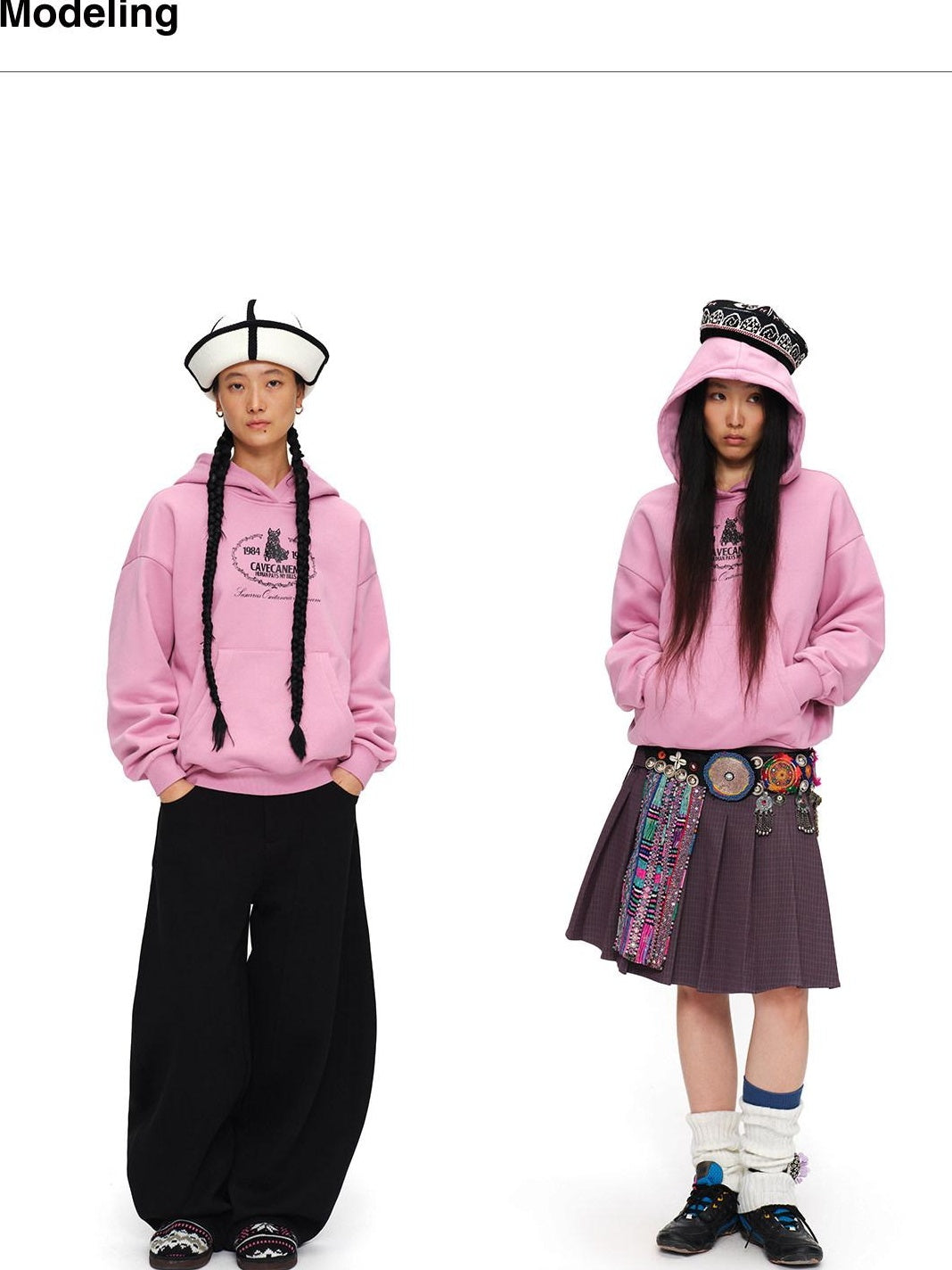 oinimi Fleece Lined 100 Percent Cotton Loose Hooded Pullover Rose Pink Hoodies