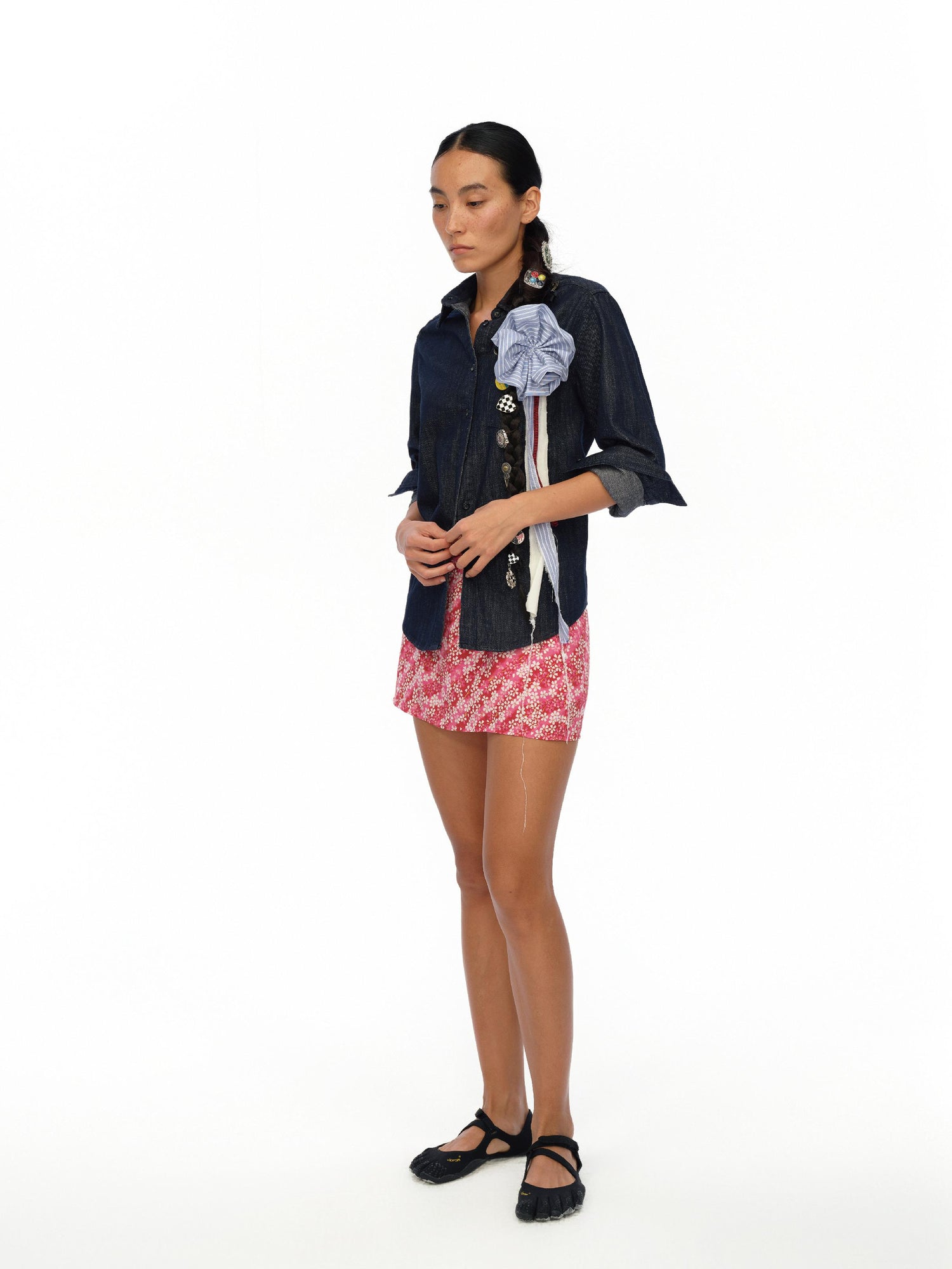 oinimi Floral Cotton Mini Skirt with Built In Shorts