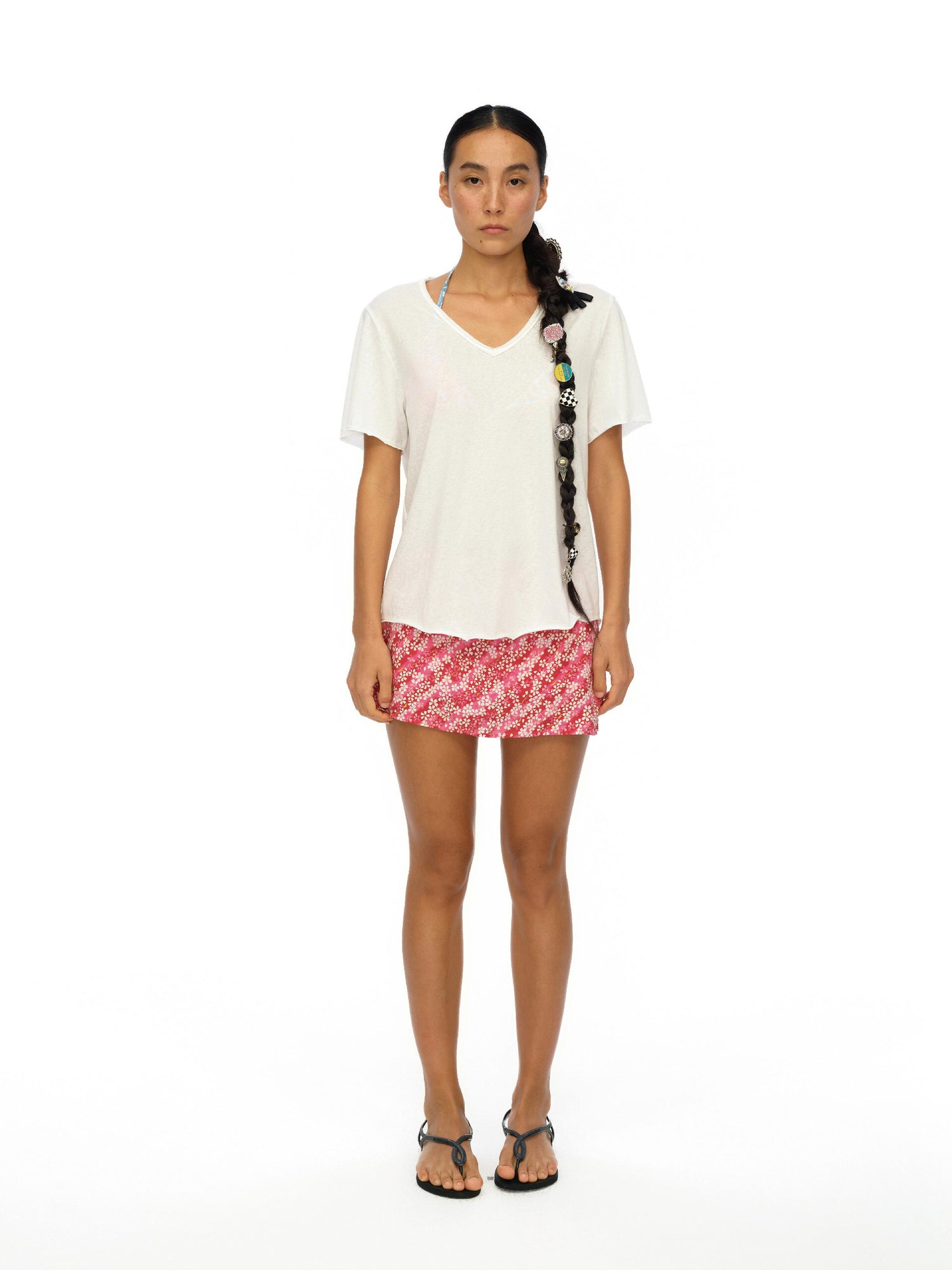 oinimi Floral Cotton Mini Skirt with Built In Shorts