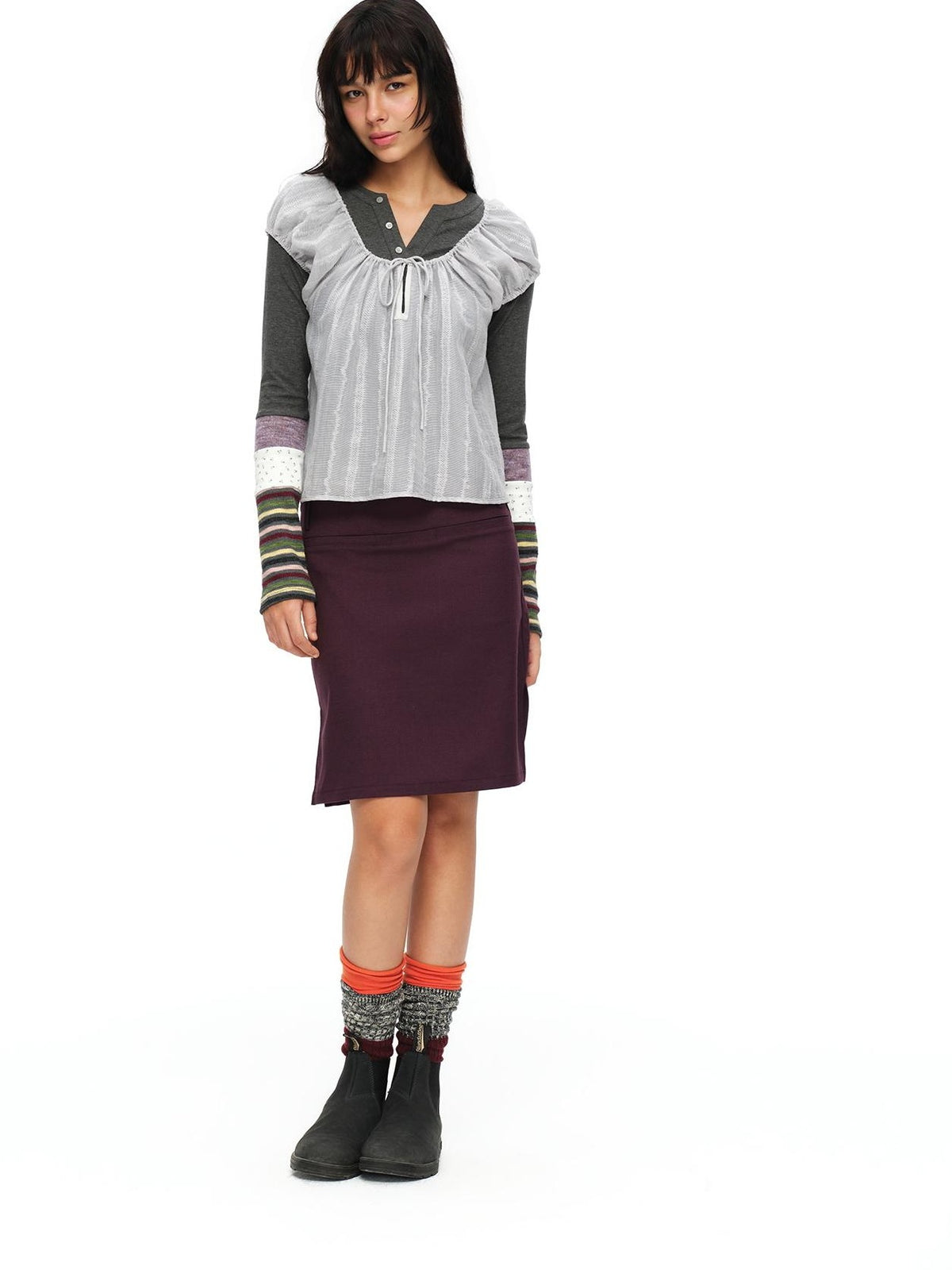 oinimi Forest Puff Sleeve Drawstring Square Neck Women&